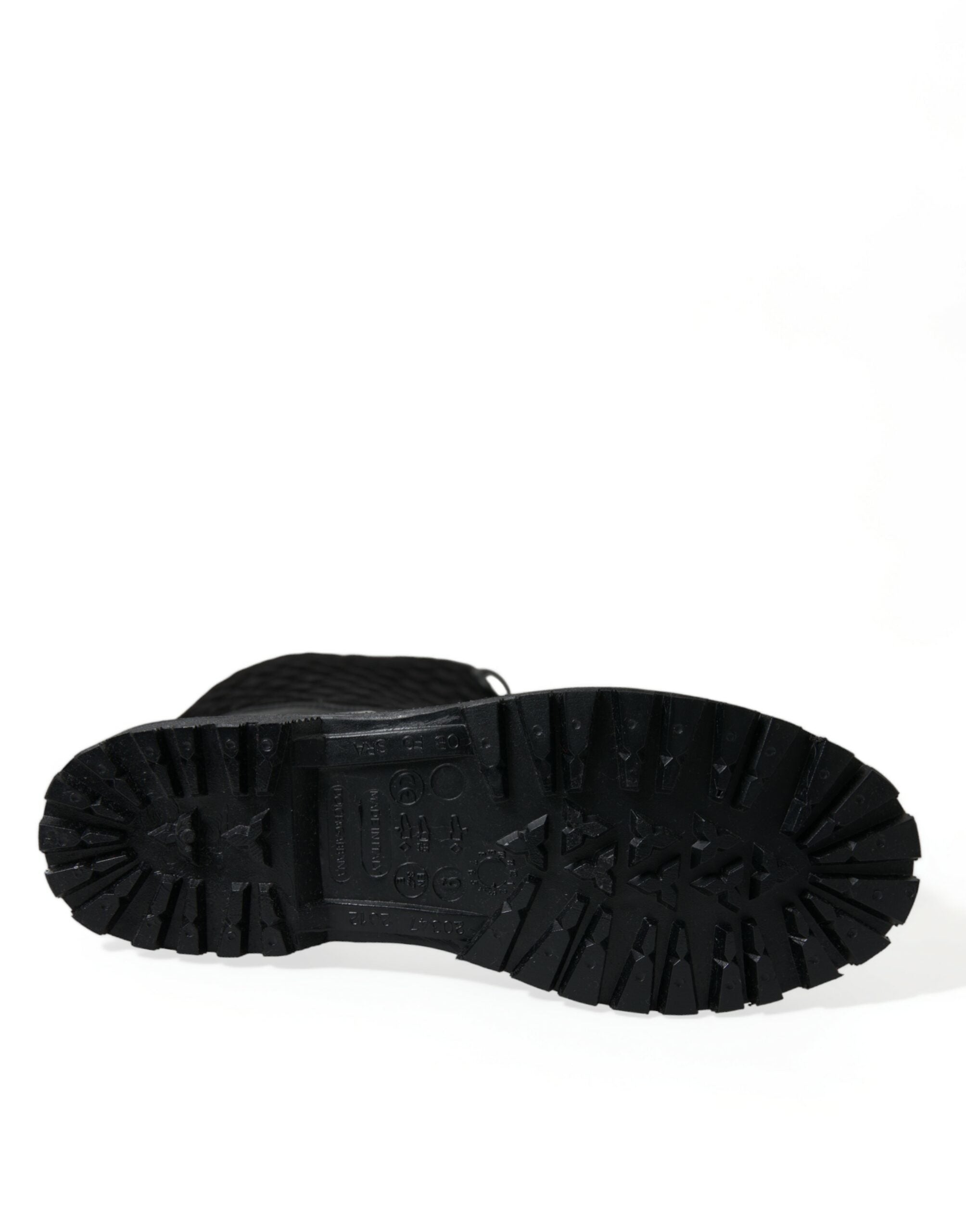Dolce & Gabbana Black Chioggia Rubber Suede Rain Boots Shoes - DEA STILOSA MILANO