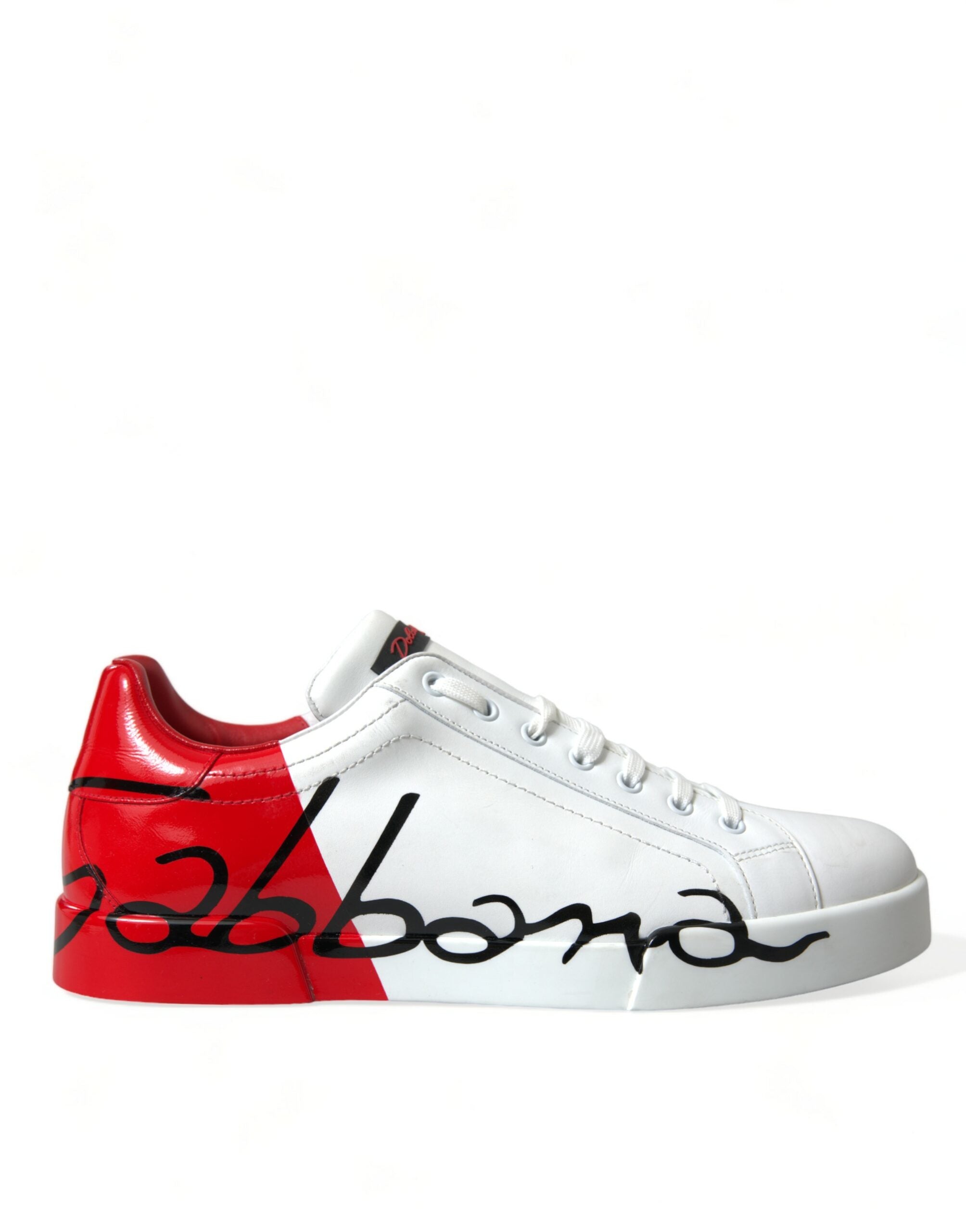 Dolce & Gabbana White Red Leather Low Top Sneakers Shoes - DEA STILOSA MILANO