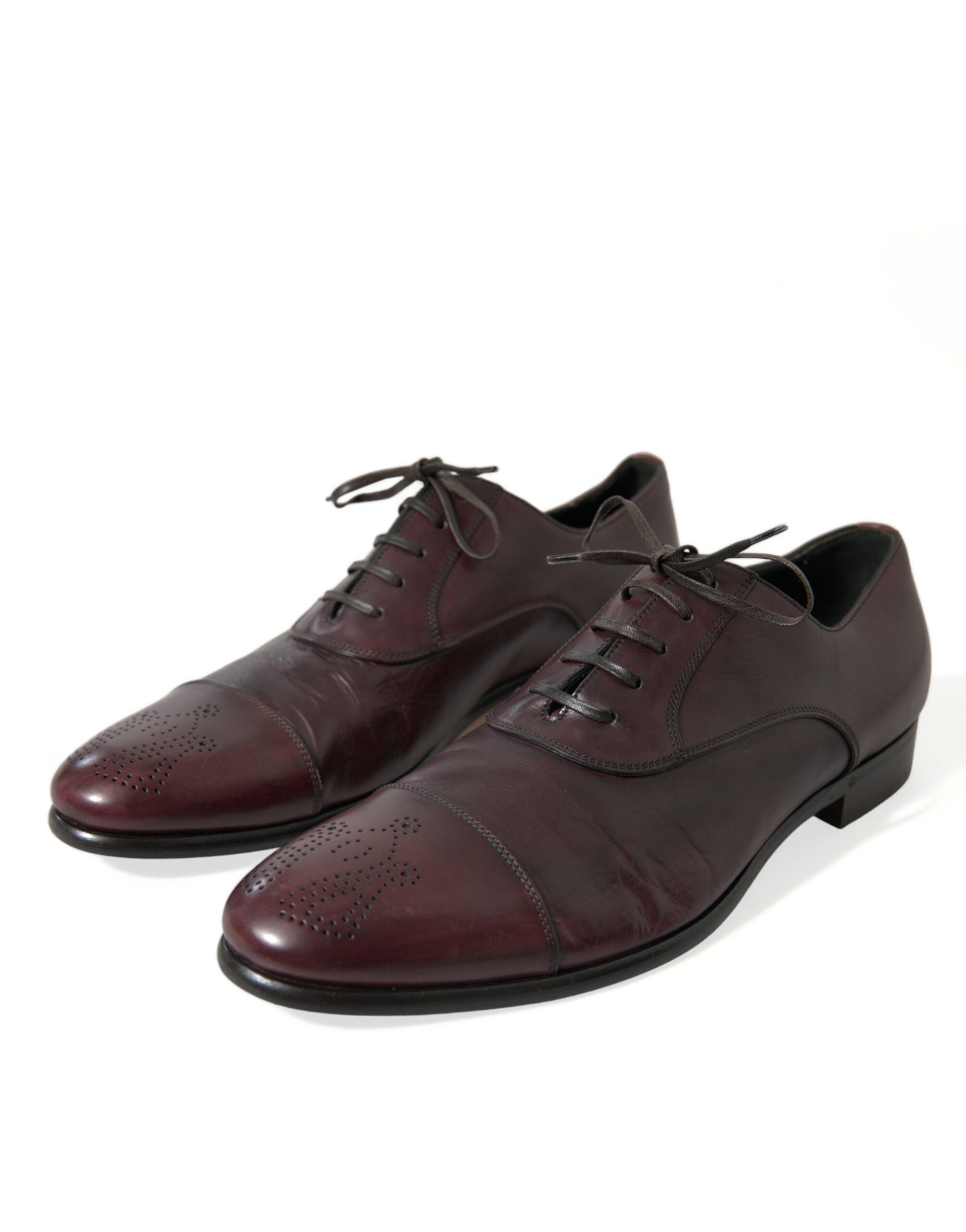 Dolce & Gabbana Bordeaux Leather Men Formal Derby Dress Shoes - DEA STILOSA MILANO