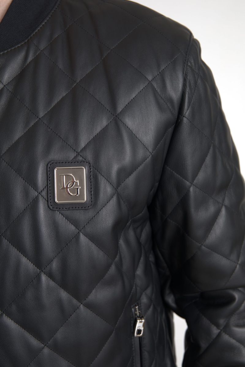 Dolce & Gabbana Black Leather Full Zip Quilted Jacket - DEA STILOSA MILANO