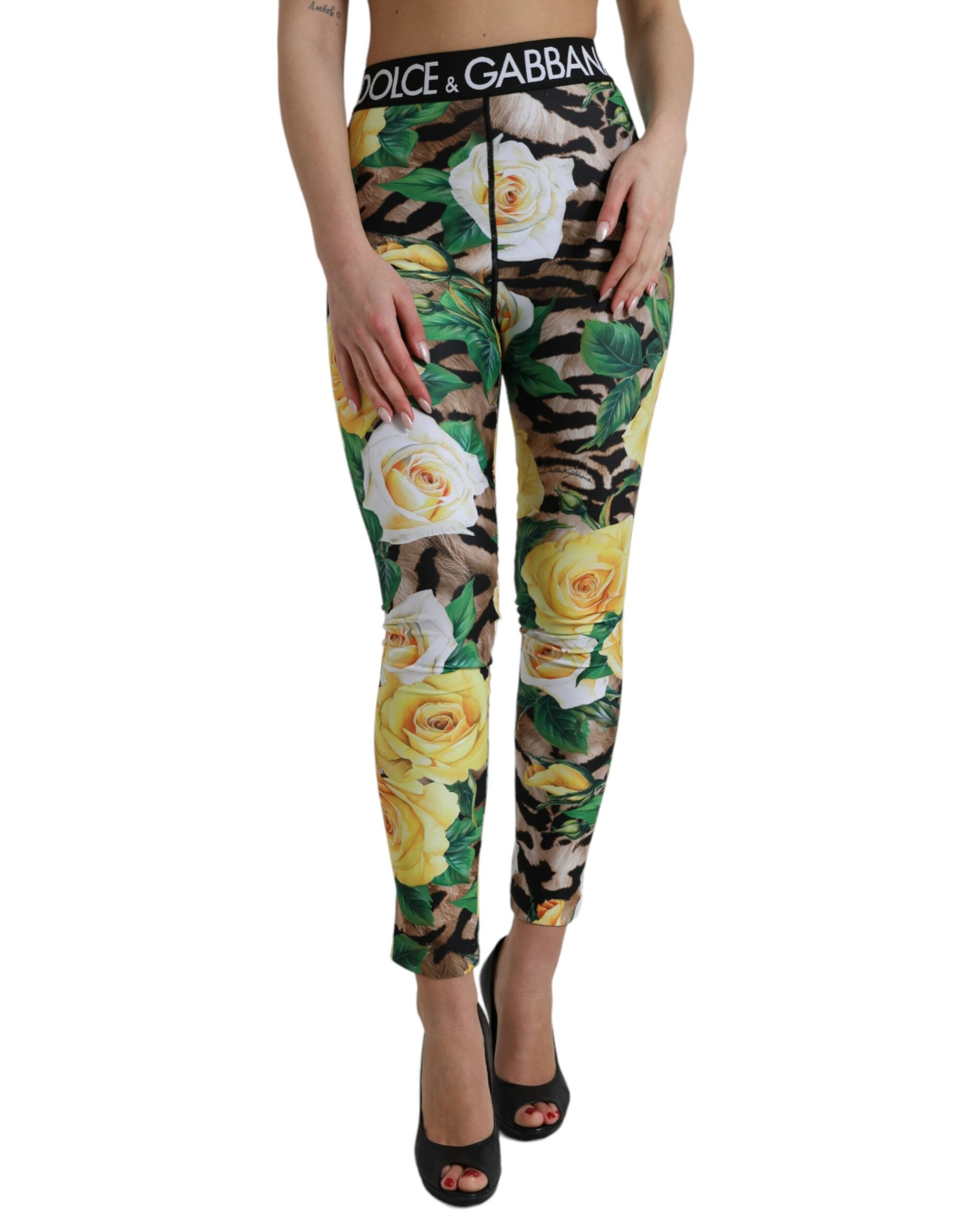 Dolce & Gabbana Multicolor Floral High Waist Leggings Pants - DEA STILOSA MILANO