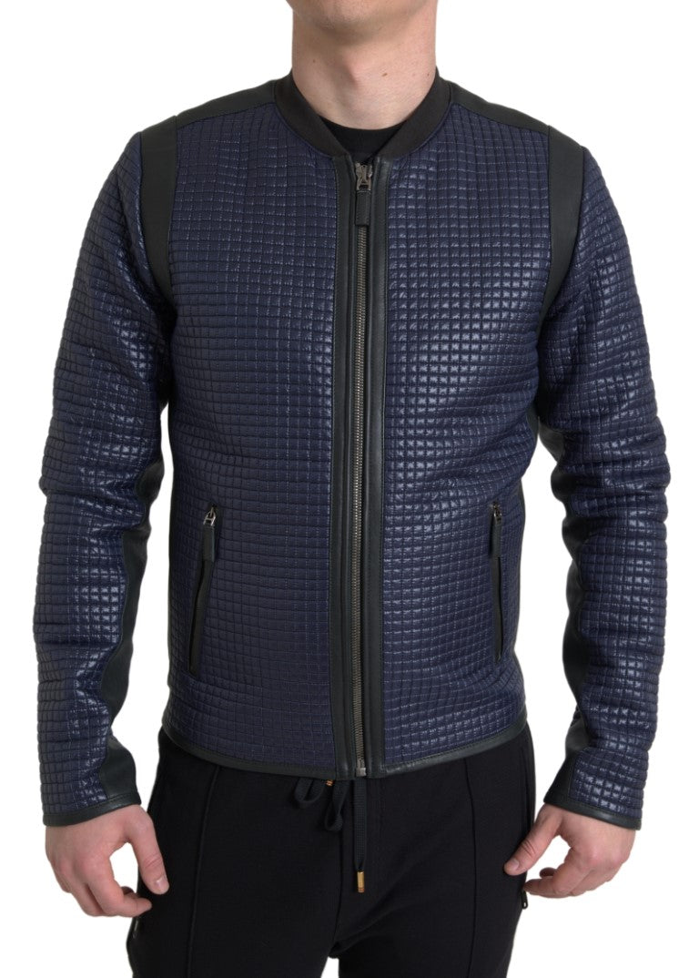 Dolce & Gabbana Blue Nylon Sheep Full Zip Men Biker Jacket - DEA STILOSA MILANO