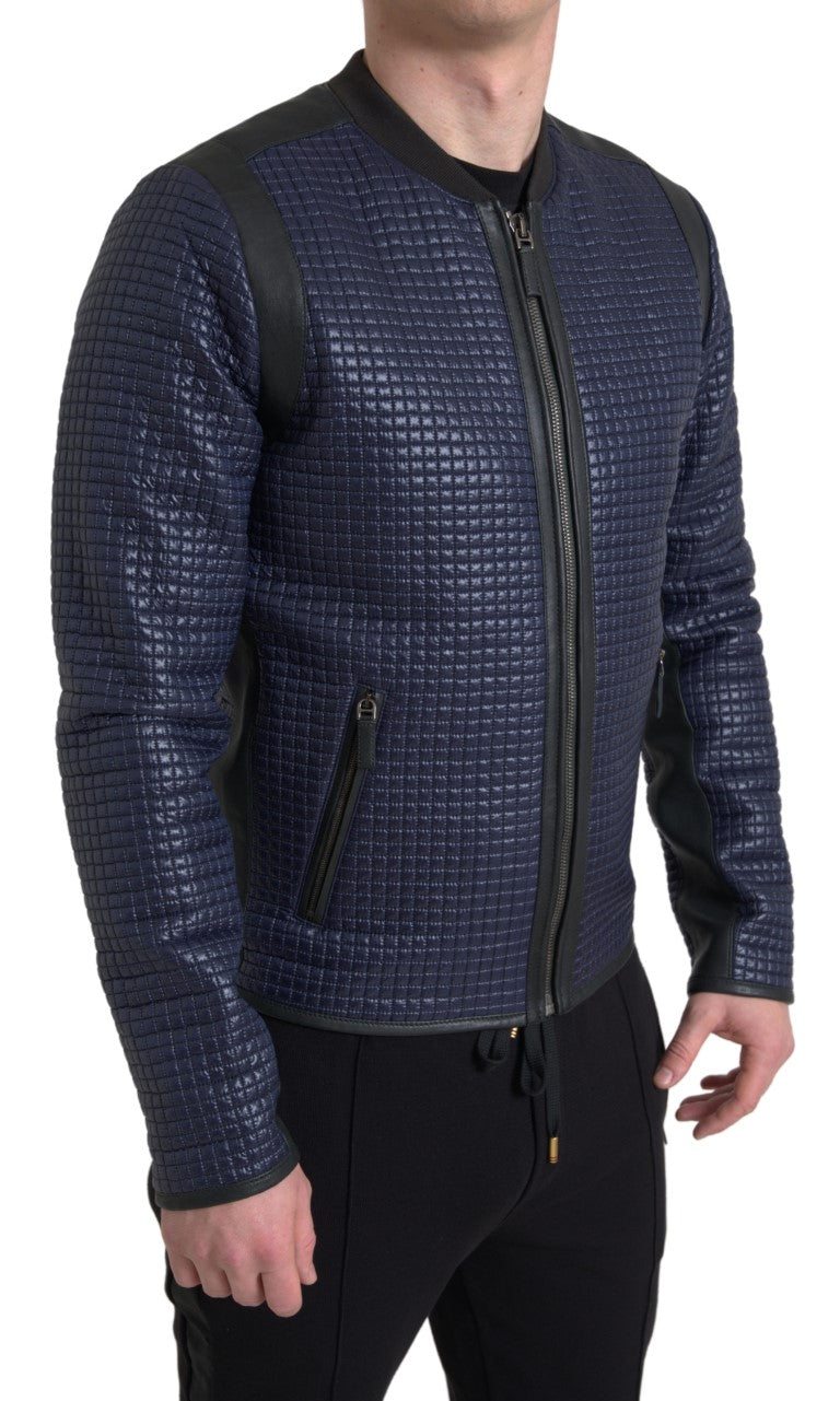 Dolce & Gabbana Blue Nylon Sheep Full Zip Men Biker Jacket - DEA STILOSA MILANO