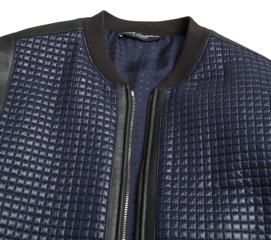 Dolce & Gabbana Blue Nylon Sheep Full Zip Men Biker Jacket - DEA STILOSA MILANO