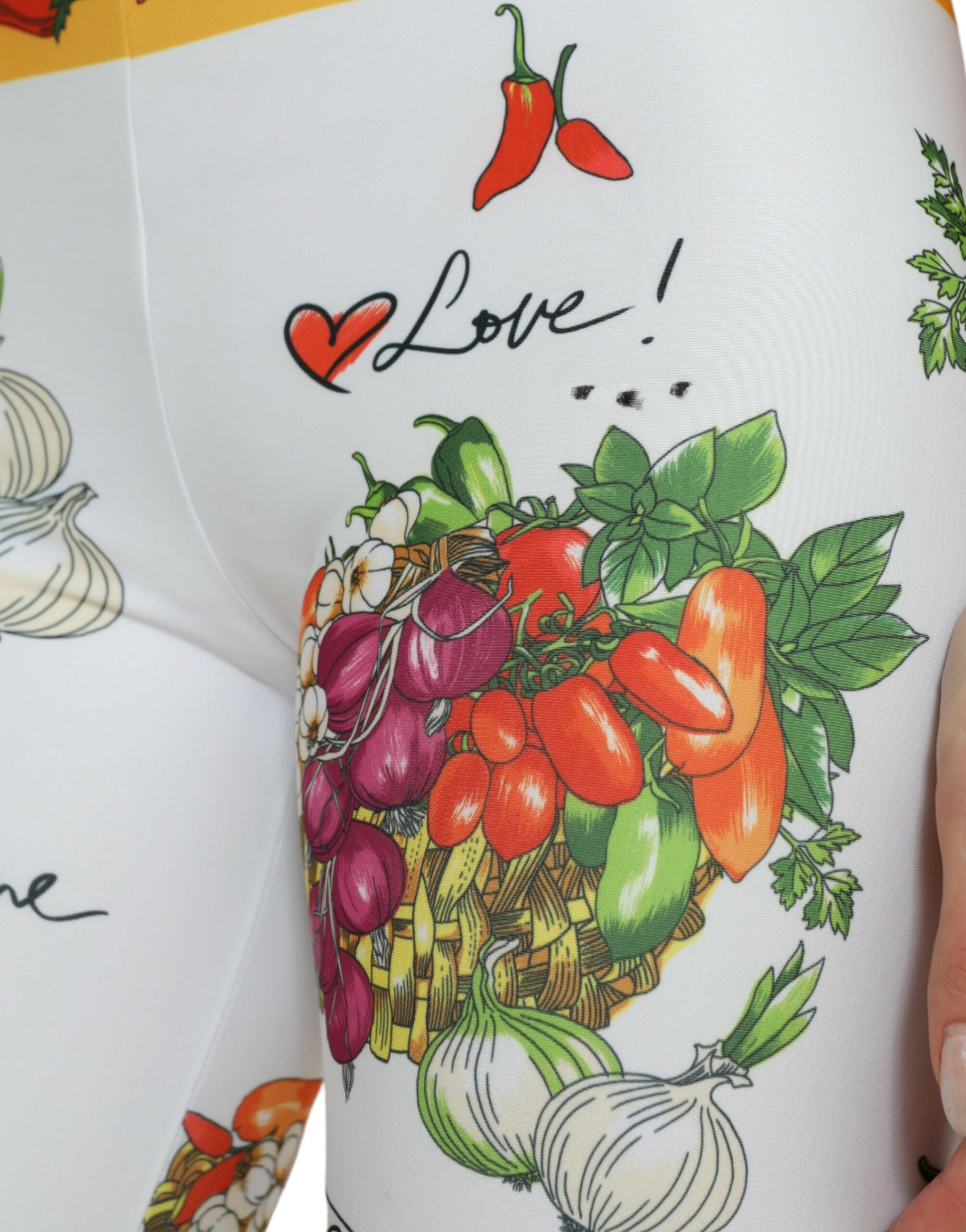 Dolce & Gabbana White Vegetables High Waist Leggings Pants - DEA STILOSA MILANO