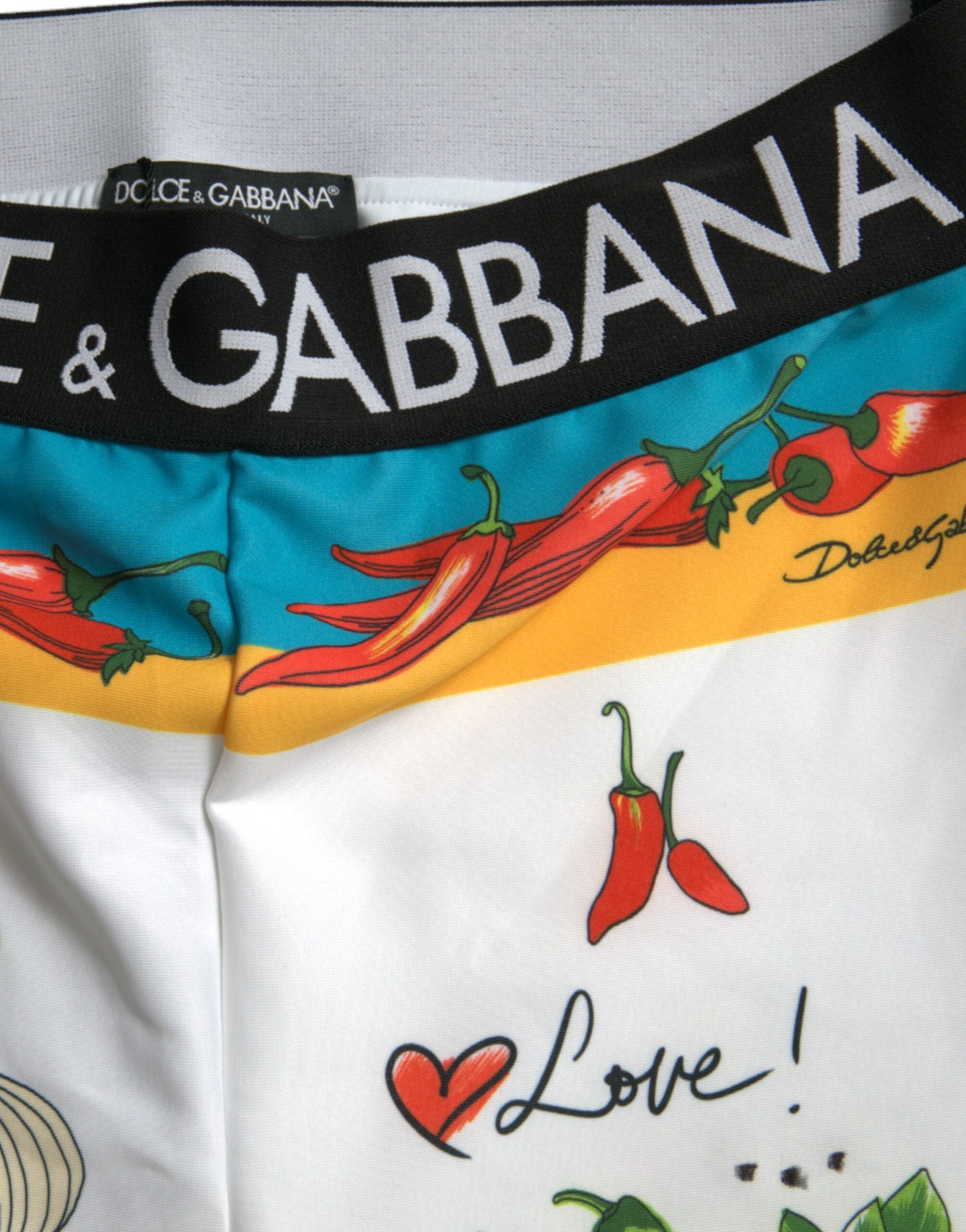 Dolce & Gabbana White Vegetables High Waist Leggings Pants - DEA STILOSA MILANO