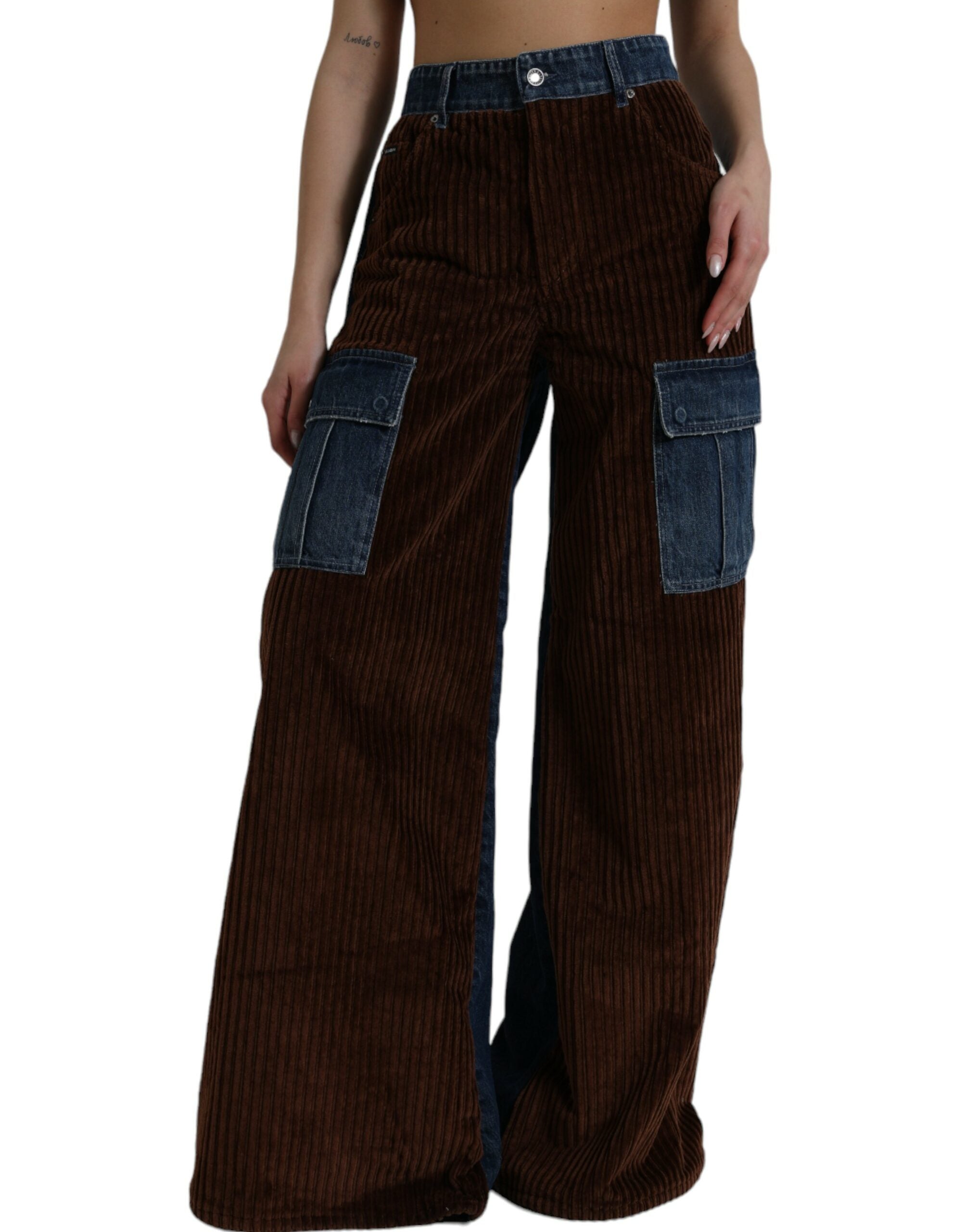 Dolce & Gabbana Brown Corduroy Cargo Denim Wide Leg Jeans - DEA STILOSA MILANO