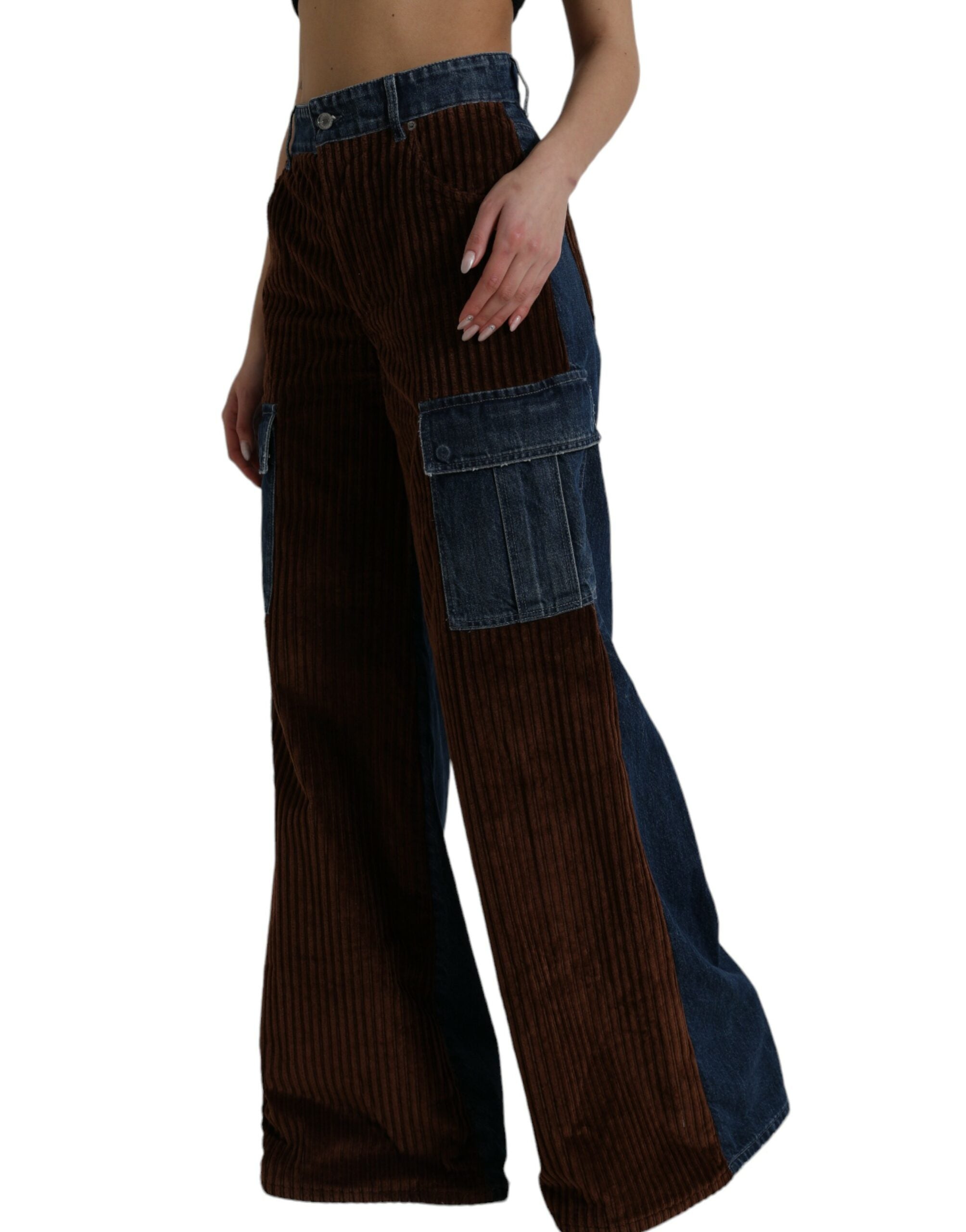 Dolce & Gabbana Brown Corduroy Cargo Denim Wide Leg Jeans - DEA STILOSA MILANO