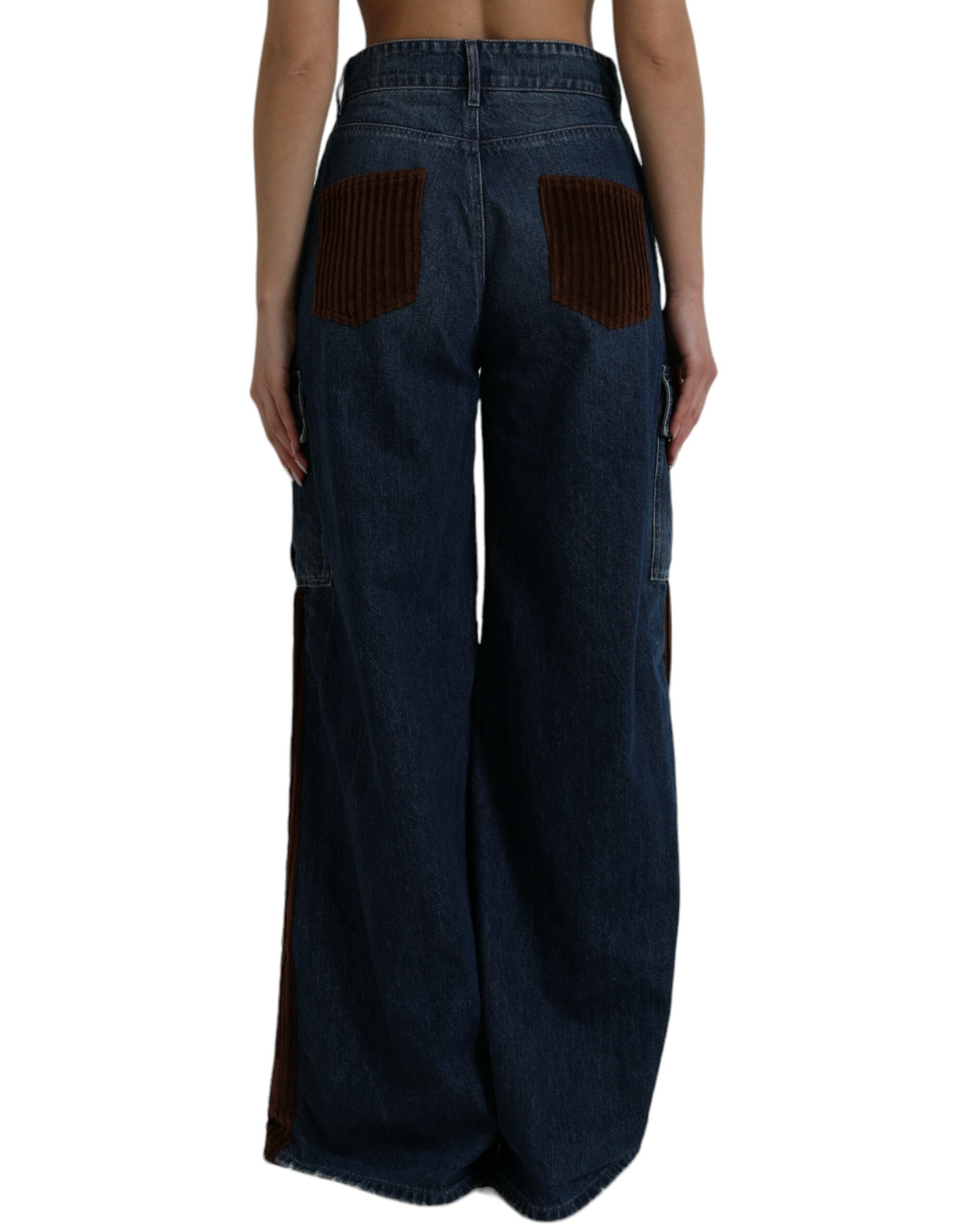 Dolce & Gabbana Brown Corduroy Cargo Denim Wide Leg Jeans - DEA STILOSA MILANO