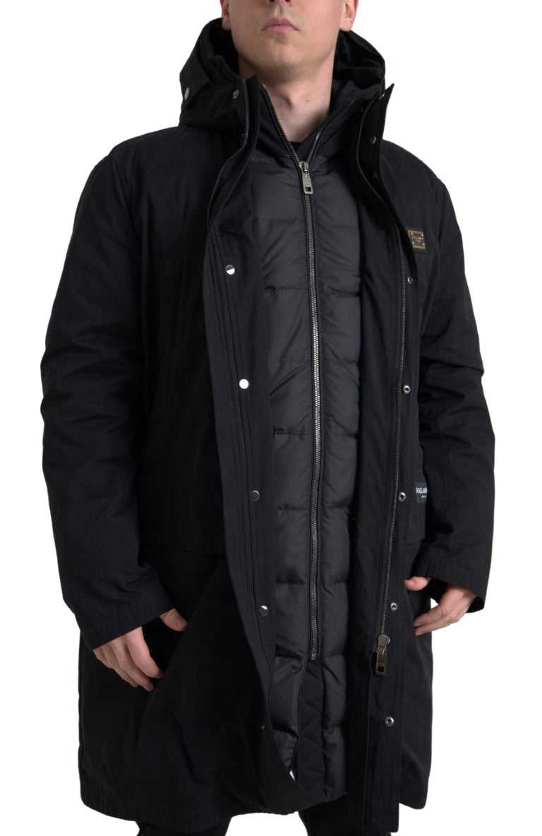 Dolce & Gabbana Black Hooded Parka Cotton Trench coat Jacket - DEA STILOSA MILANO