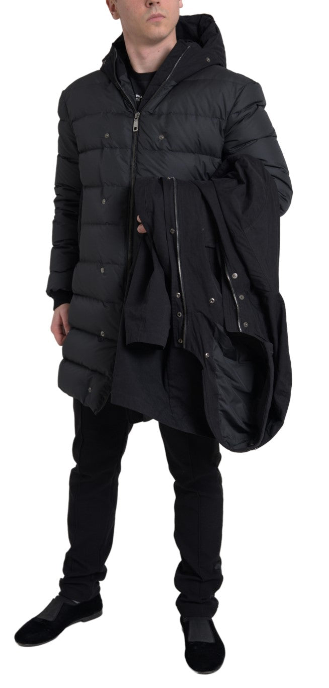 Dolce & Gabbana Black Hooded Parka Cotton Trench coat Jacket - DEA STILOSA MILANO