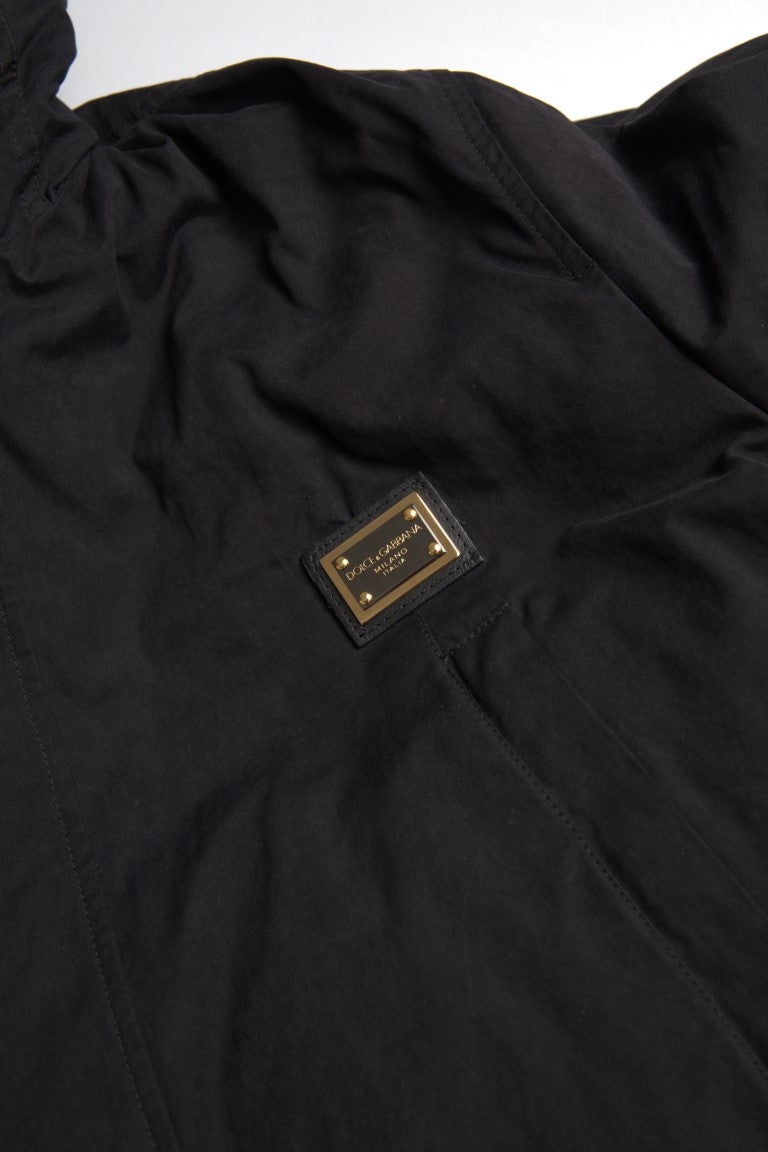 Dolce & Gabbana Black Hooded Parka Cotton Trench coat Jacket - DEA STILOSA MILANO