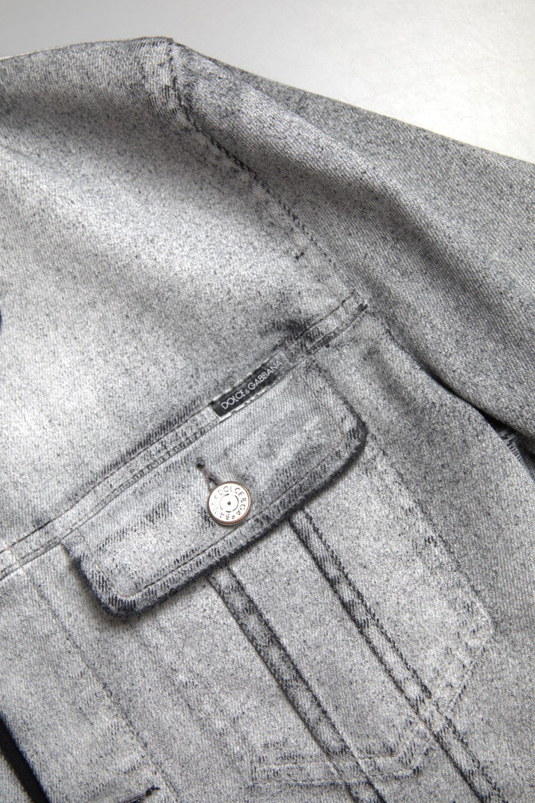 Dolce & Gabbana Gray Washed Cotton Stretch Denim Men Jacket - DEA STILOSA MILANO