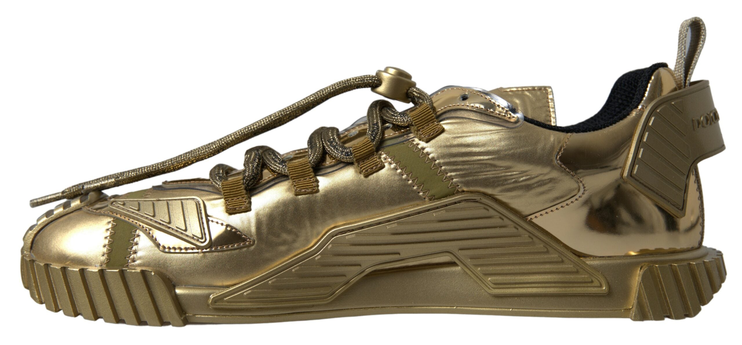 Dolce & Gabbana Gold Stretch Lace Up Sneakers NS1 Mens Shoes - DEA STILOSA MILANO