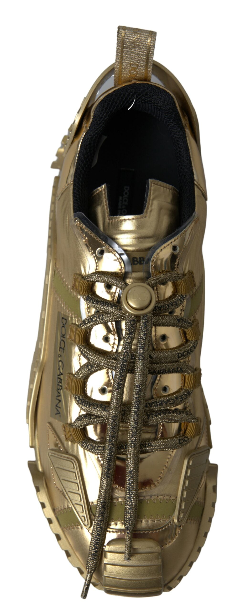 Dolce & Gabbana Gold Stretch Lace Up Sneakers NS1 Mens Shoes - DEA STILOSA MILANO