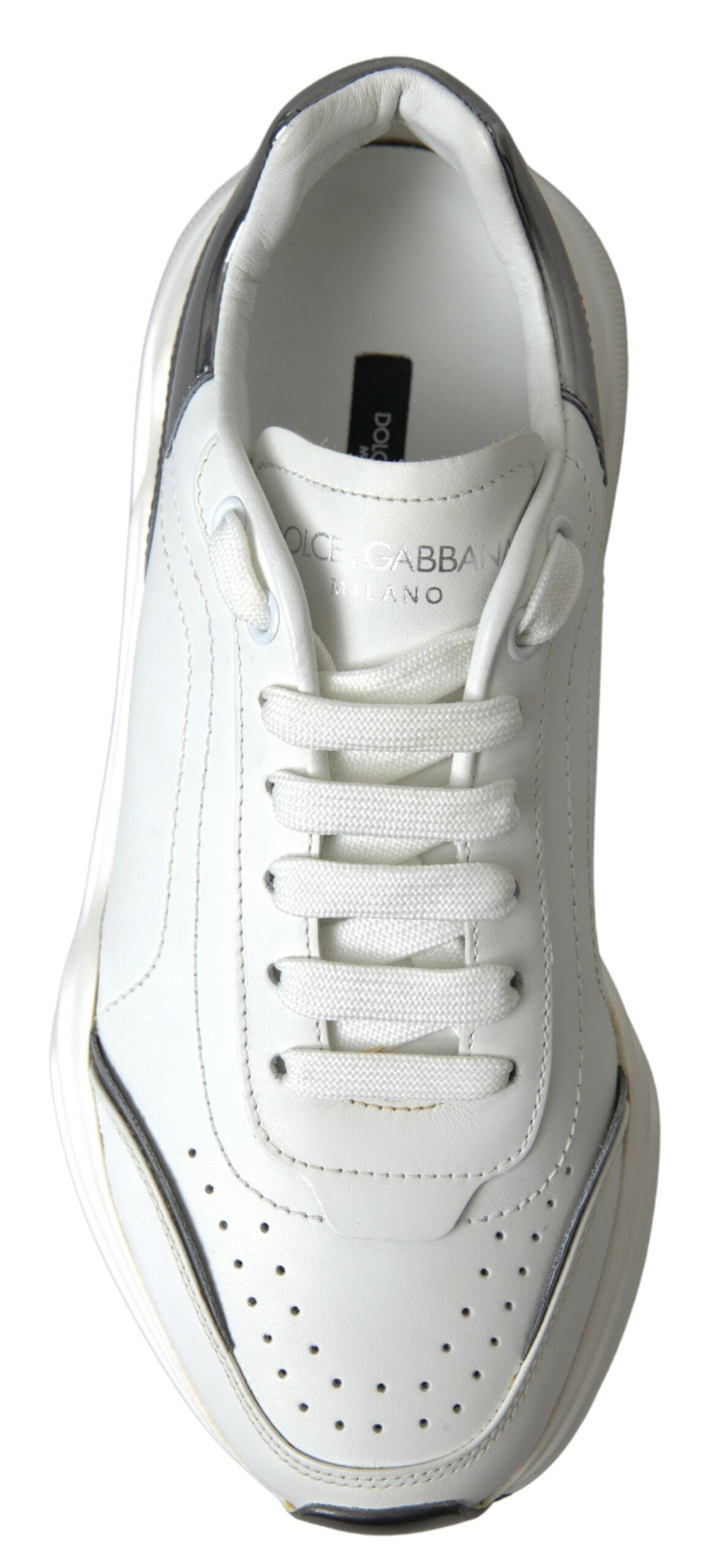 Dolce & Gabbana White Silver Leather Daymaster Womens - DEA STILOSA MILANO