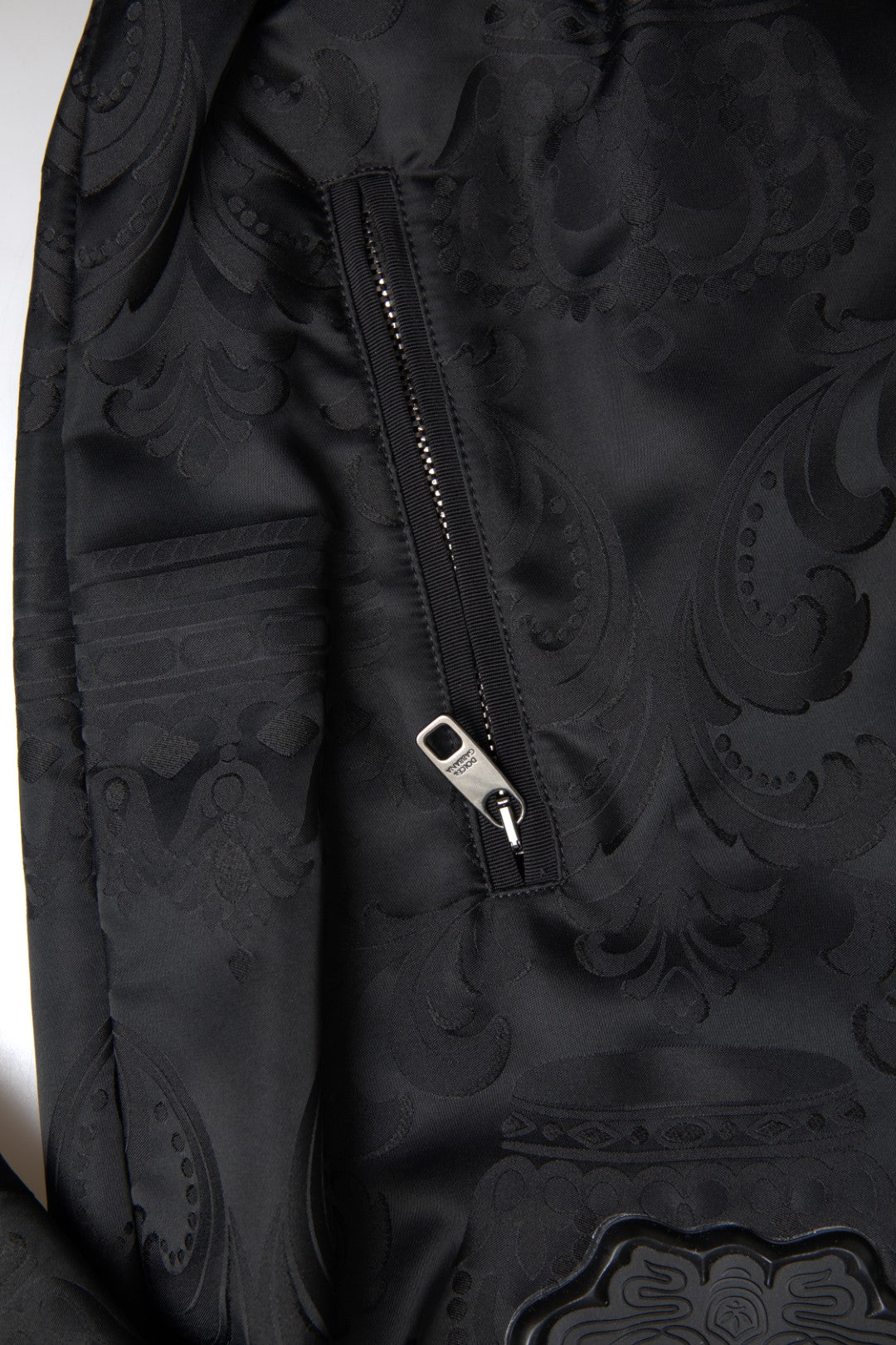 Dolce & Gabbana Black Full Zip Sweater Brocade Logo Casual Mens Jacket - DEA STILOSA MILANO