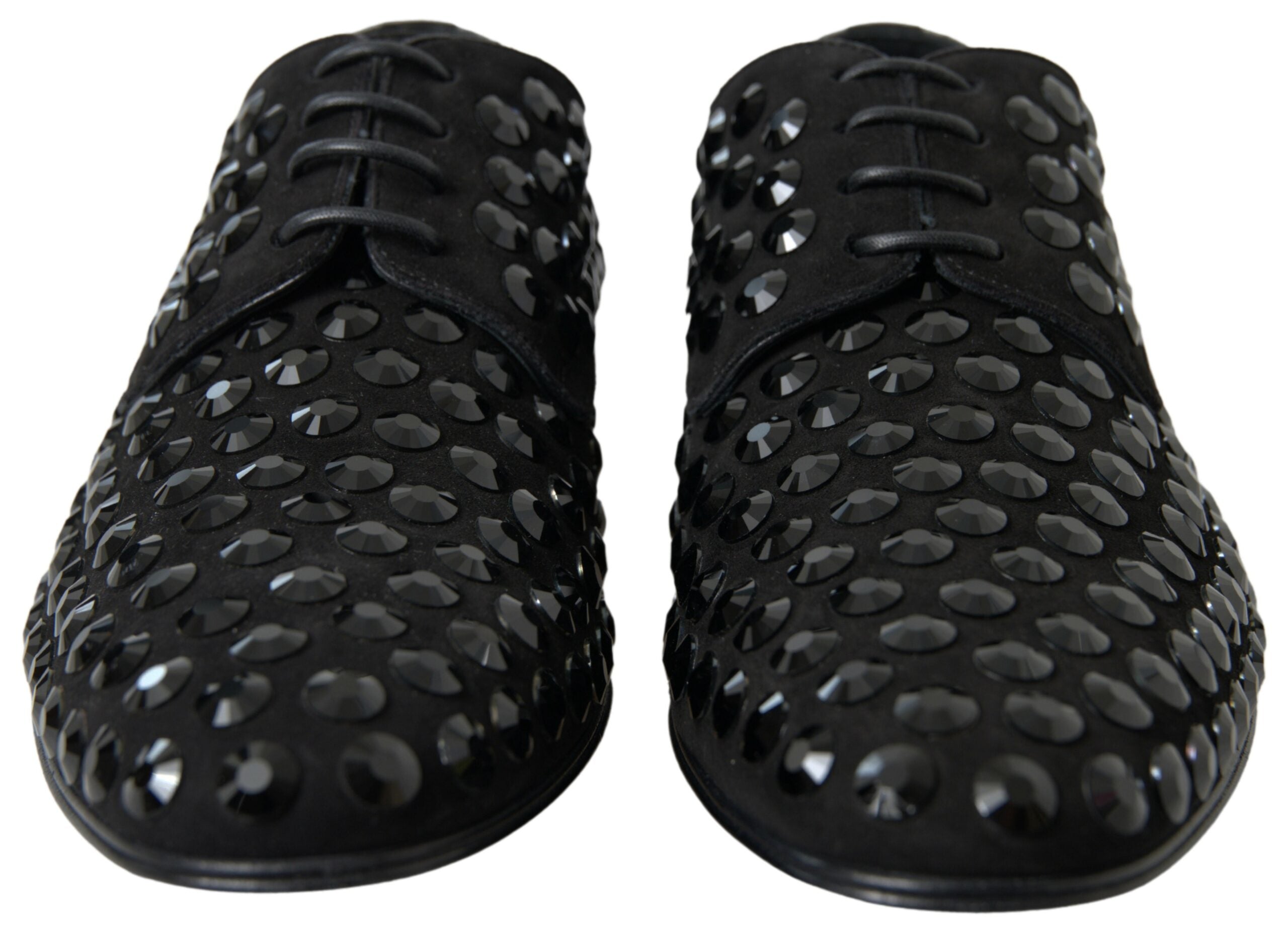 Dolce & Gabbana Black Suede Leather Crystal Shoes - DEA STILOSA MILANO