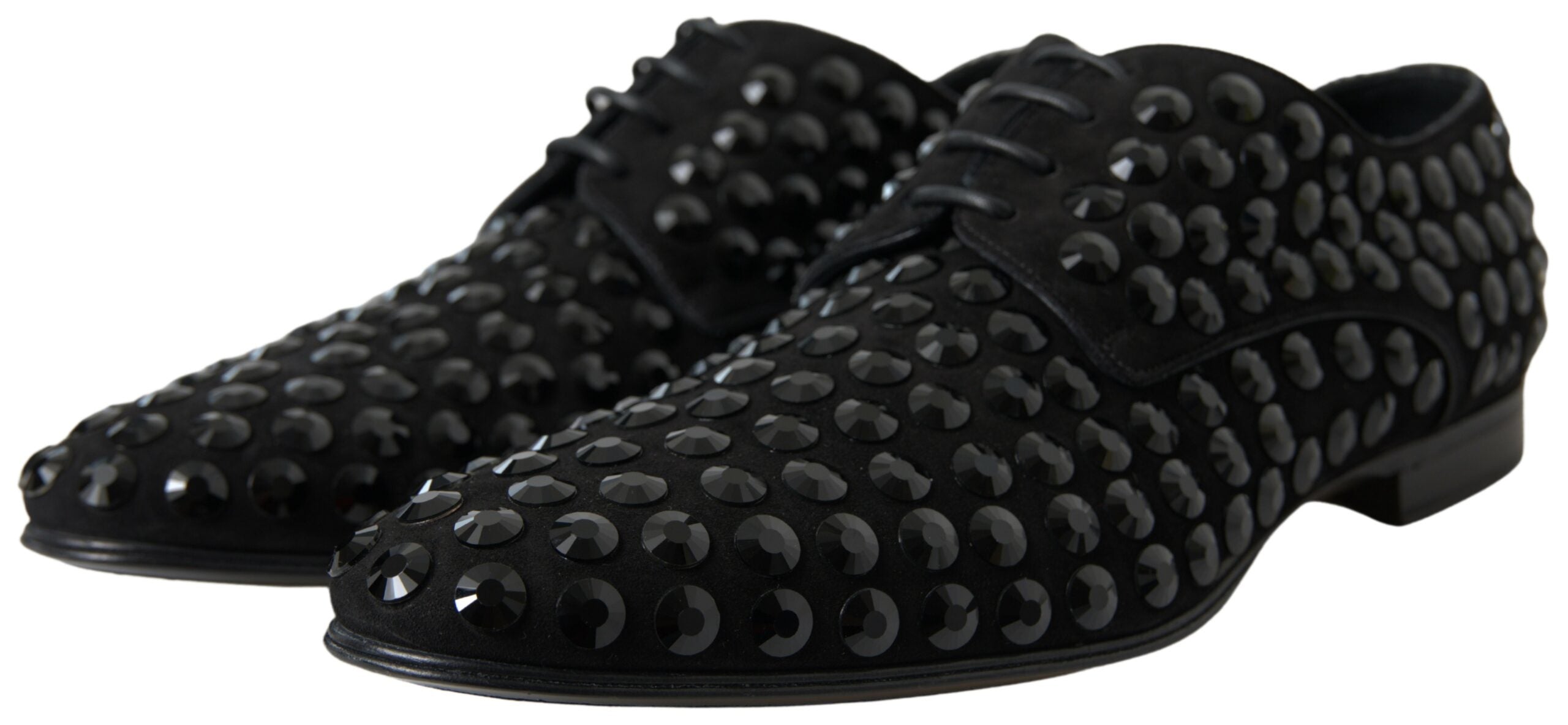 Dolce & Gabbana Black Suede Leather Crystal Shoes - DEA STILOSA MILANO