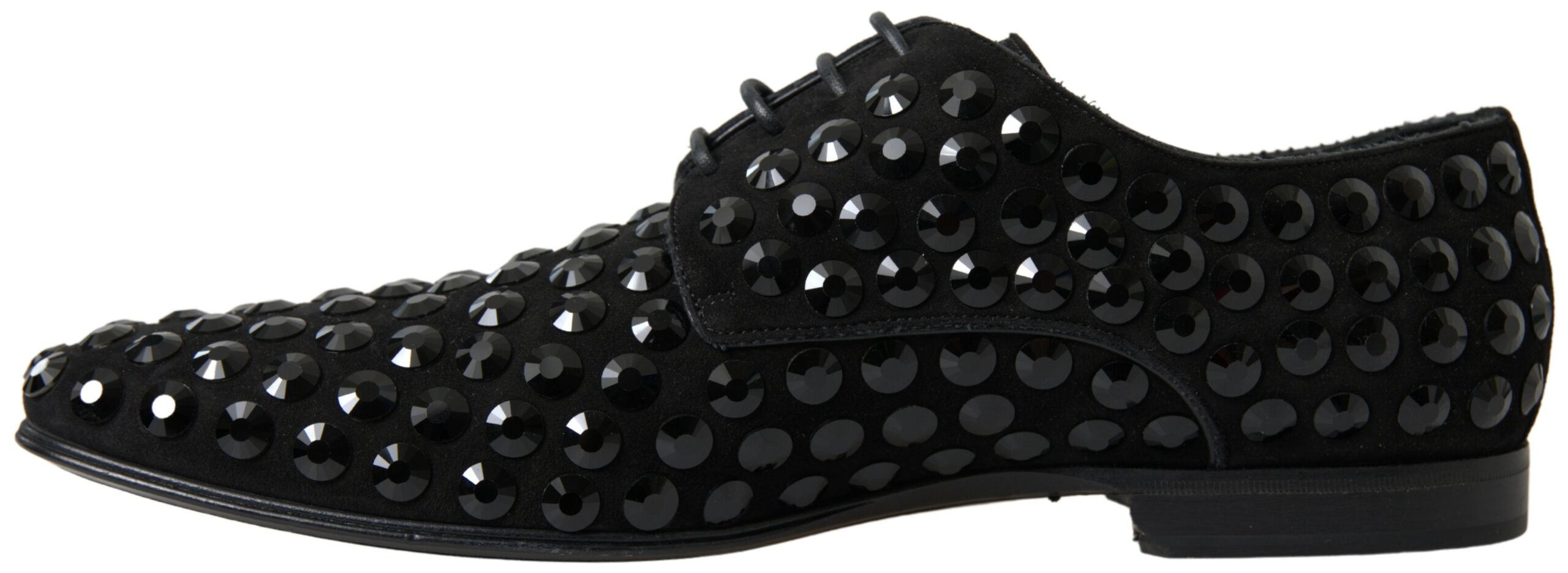 Dolce & Gabbana Black Suede Leather Crystal Shoes - DEA STILOSA MILANO