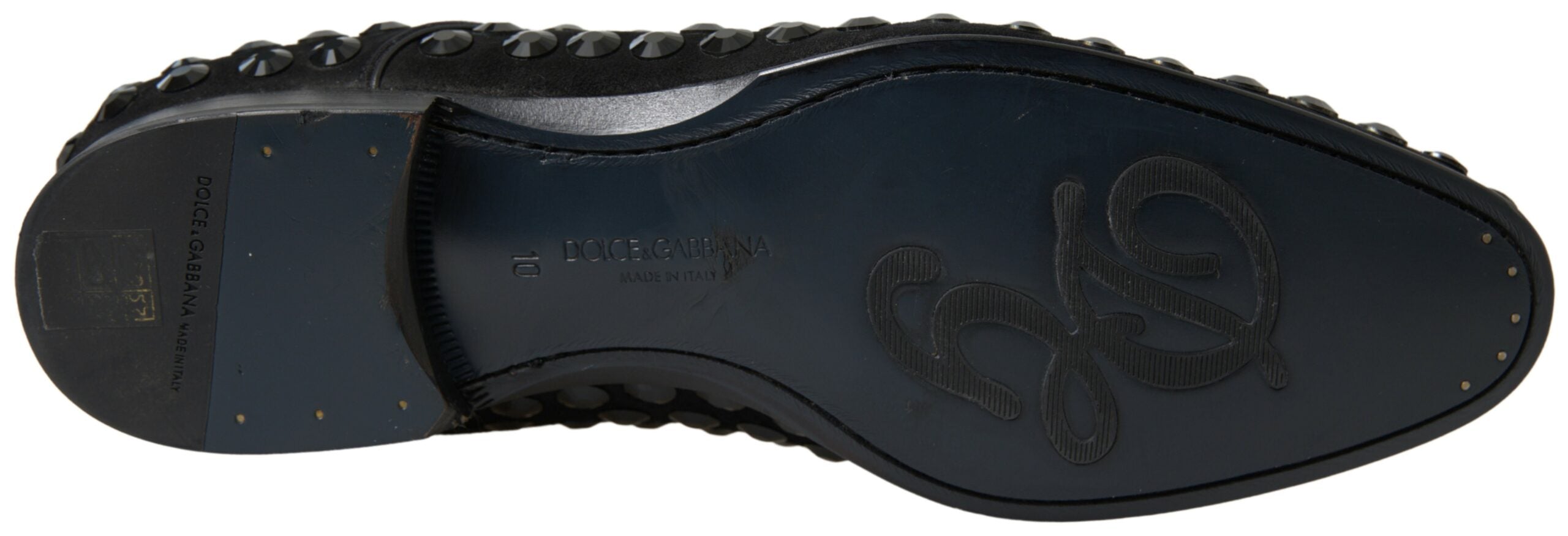 Dolce & Gabbana Black Suede Leather Crystal Shoes - DEA STILOSA MILANO