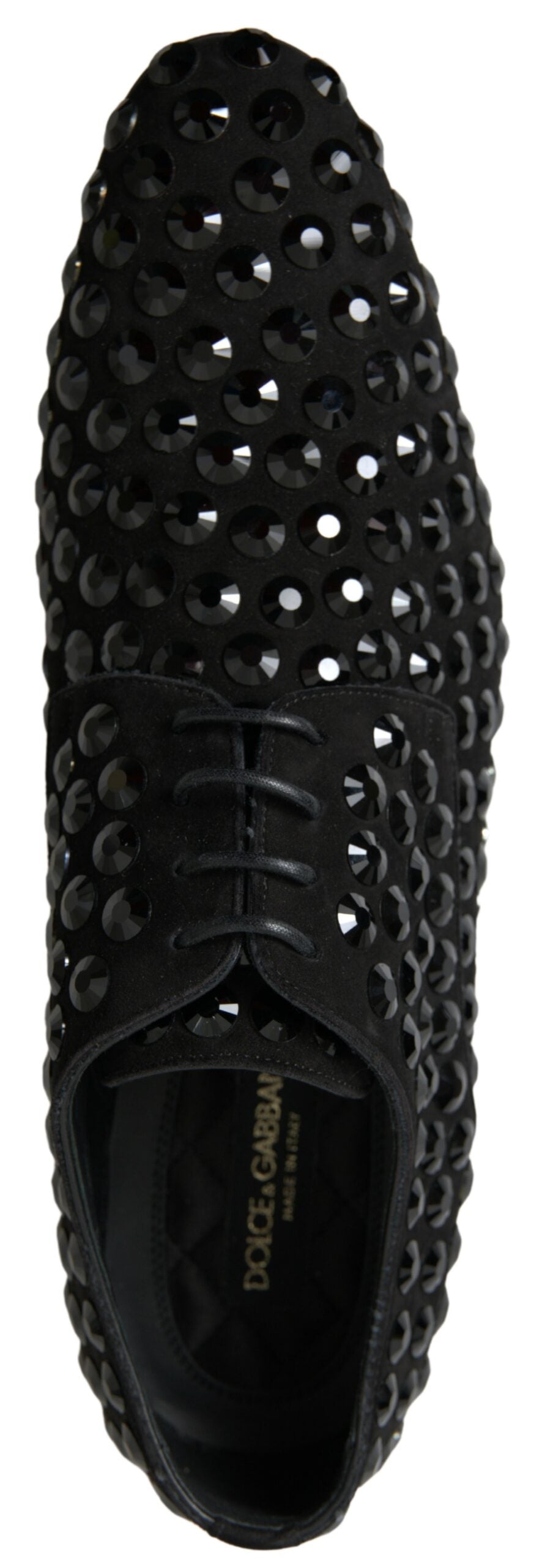 Dolce & Gabbana Black Suede Leather Crystal Shoes - DEA STILOSA MILANO