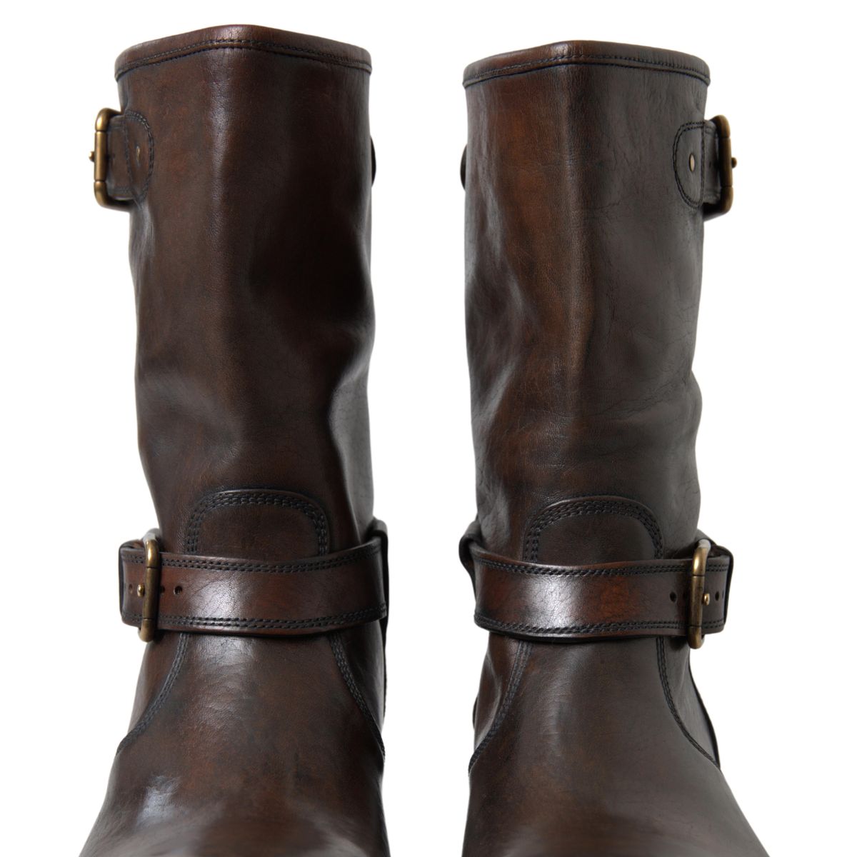 Dolce & Gabbana Brown Leather Midcalf Mens Boots - DEA STILOSA MILANO