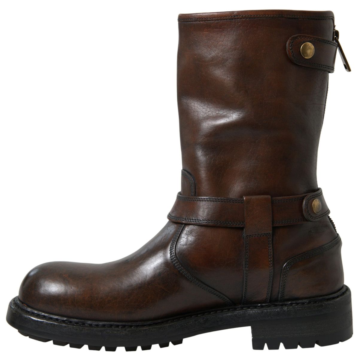 Dolce & Gabbana Brown Leather Midcalf Mens Boots - DEA STILOSA MILANO