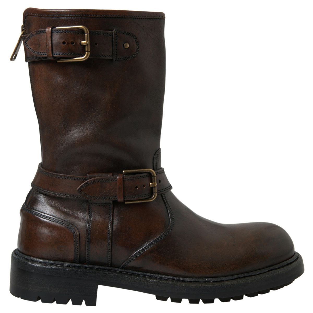Dolce & Gabbana Brown Leather Midcalf Mens Boots - DEA STILOSA MILANO