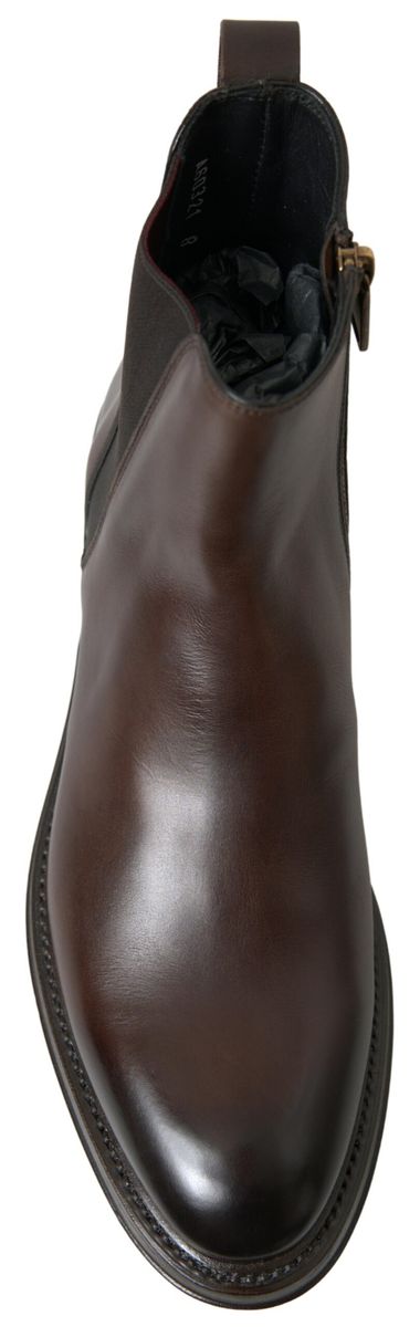 Dolce & Gabbana Brown Leather Chelsea Mens Boots Shoes - DEA STILOSA MILANO
