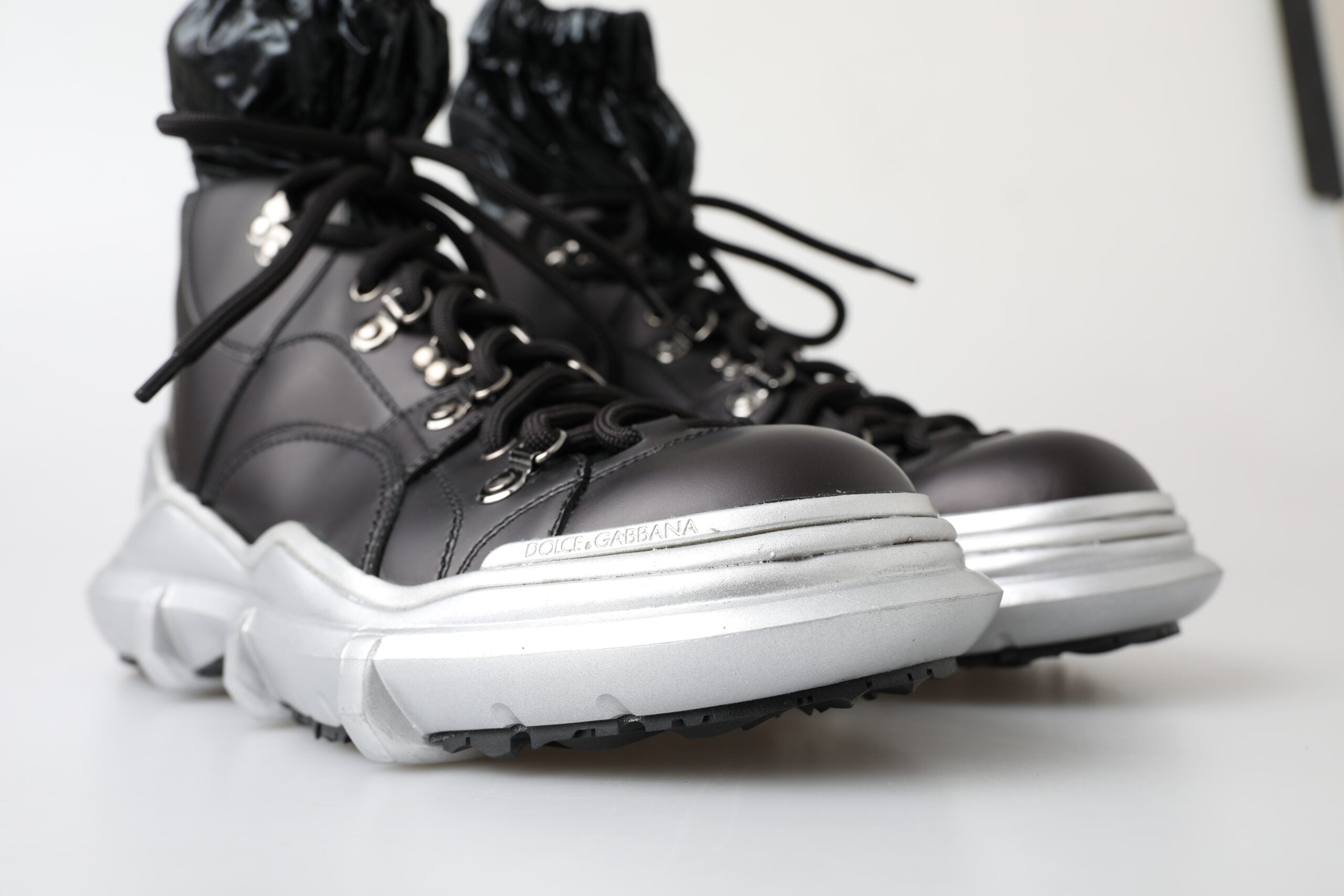 Dolce & Gabbana Black Nylon Galileo High Top Sneakers Shoes - DEA STILOSA MILANO