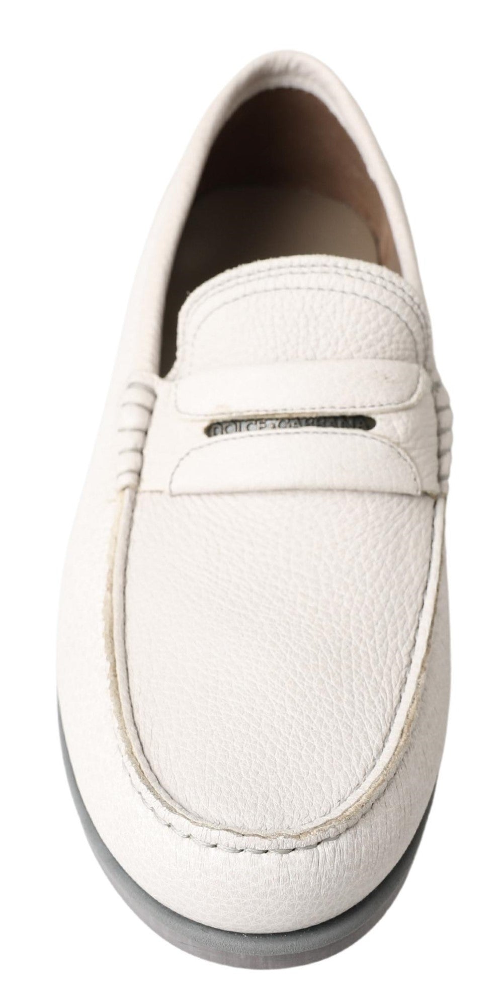 Dolce & Gabbana Light Gray Leather Loafer Slip On Mocassin Shoes - DEA STILOSA MILANO