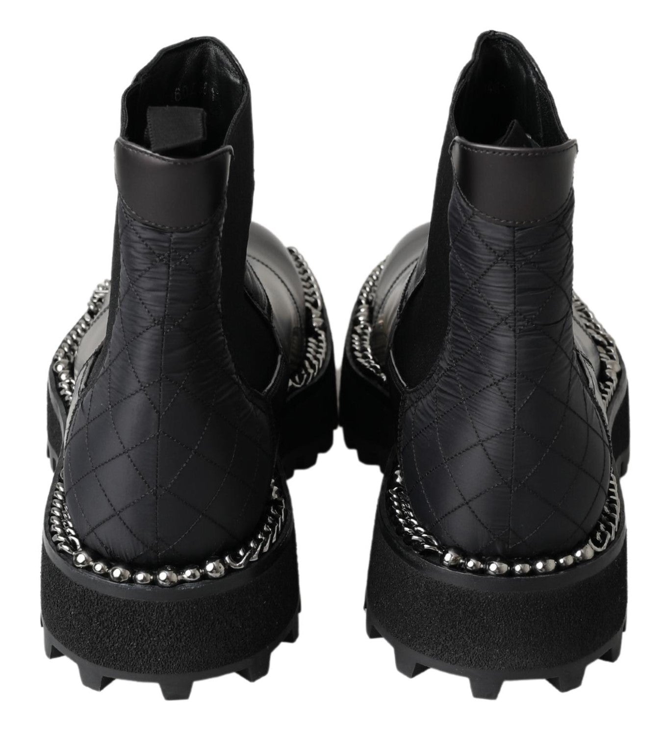 Dolce & Gabbana Black Leather Slip on Stretch Boots - DEA STILOSA MILANO