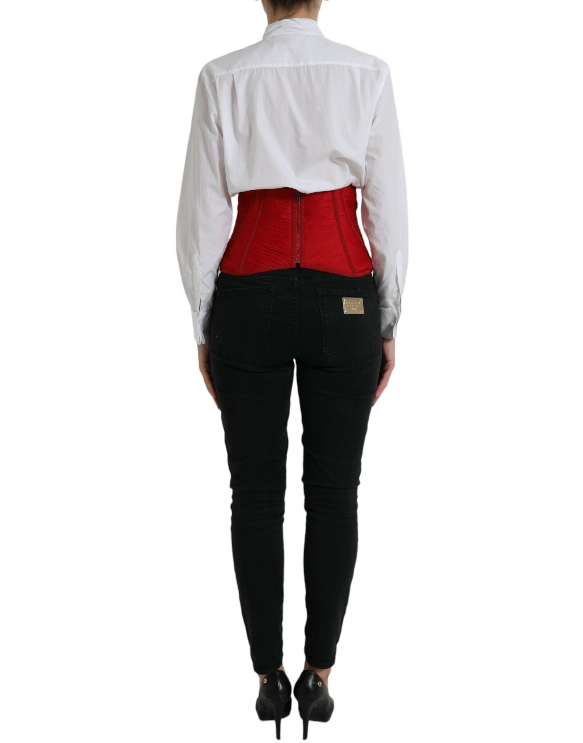 Dolce & Gabbana Red Silk Belt Waist Lace Up Strap Corset - DEA STILOSA MILANO