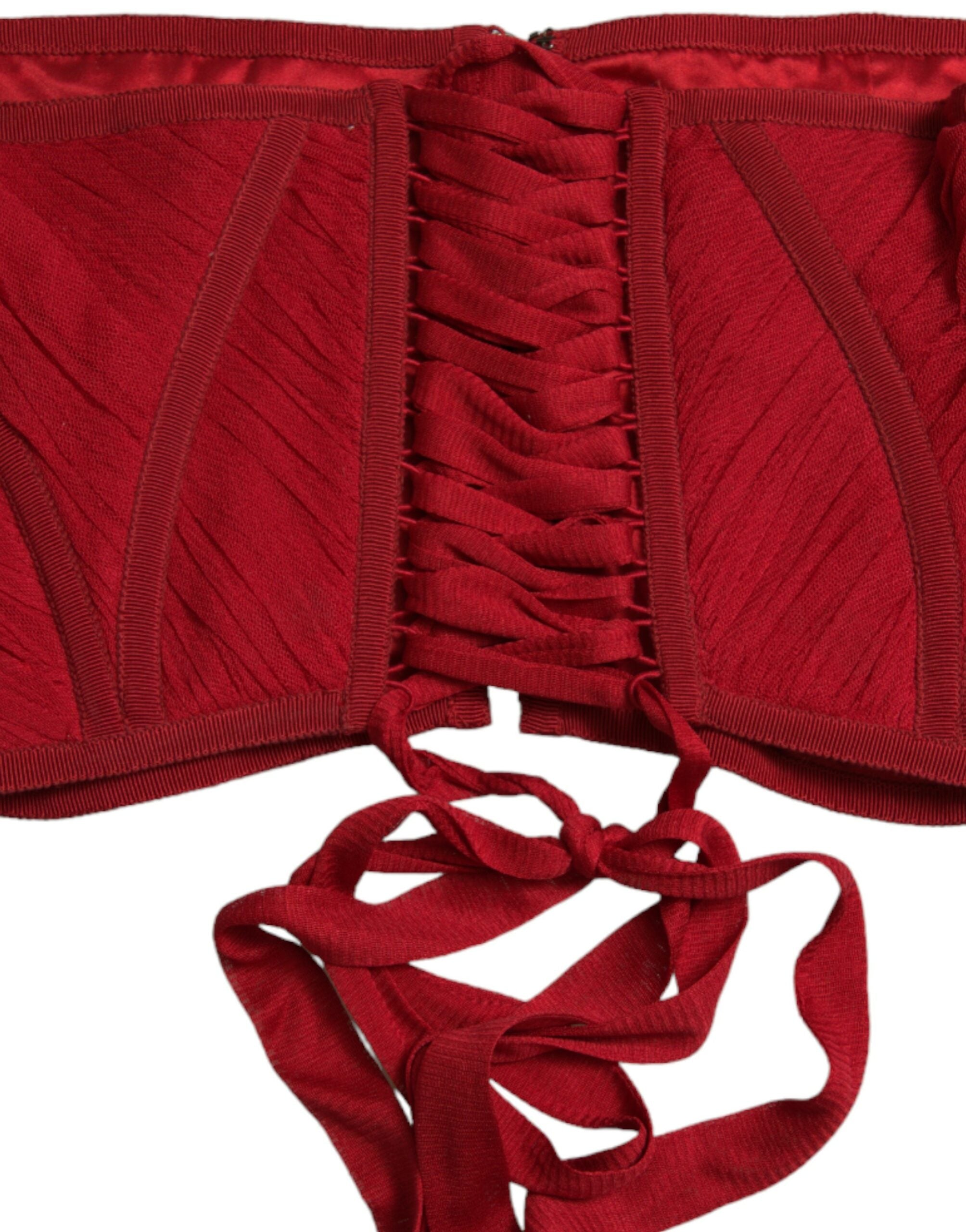 Dolce & Gabbana Red Silk Belt Waist Lace Up Strap Corset - DEA STILOSA MILANO