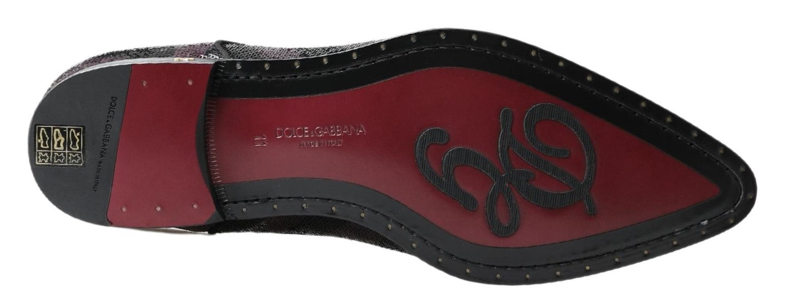 Dolce & Gabbana Black Bordeaux Sequin Chevron Men Derby Shoes - DEA STILOSA MILANO