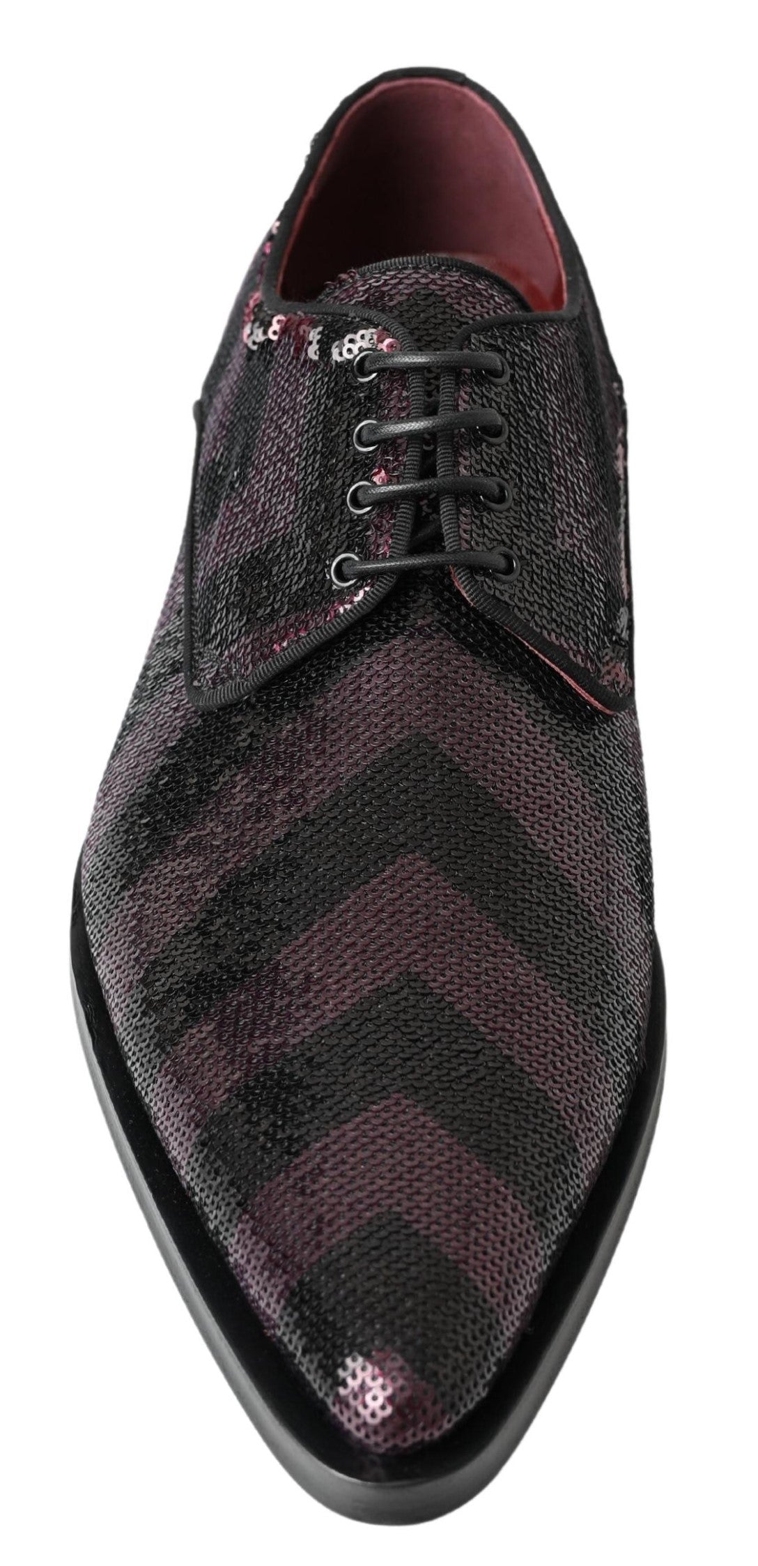 Dolce & Gabbana Black Bordeaux Sequin Chevron Men Derby Shoes - DEA STILOSA MILANO