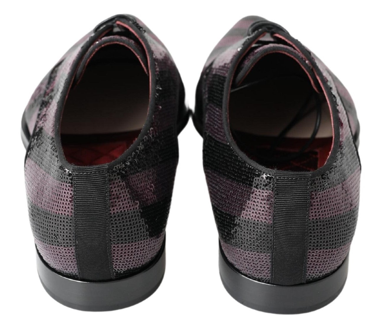 Dolce & Gabbana Black Bordeaux Sequin Chevron Men Derby Shoes - DEA STILOSA MILANO
