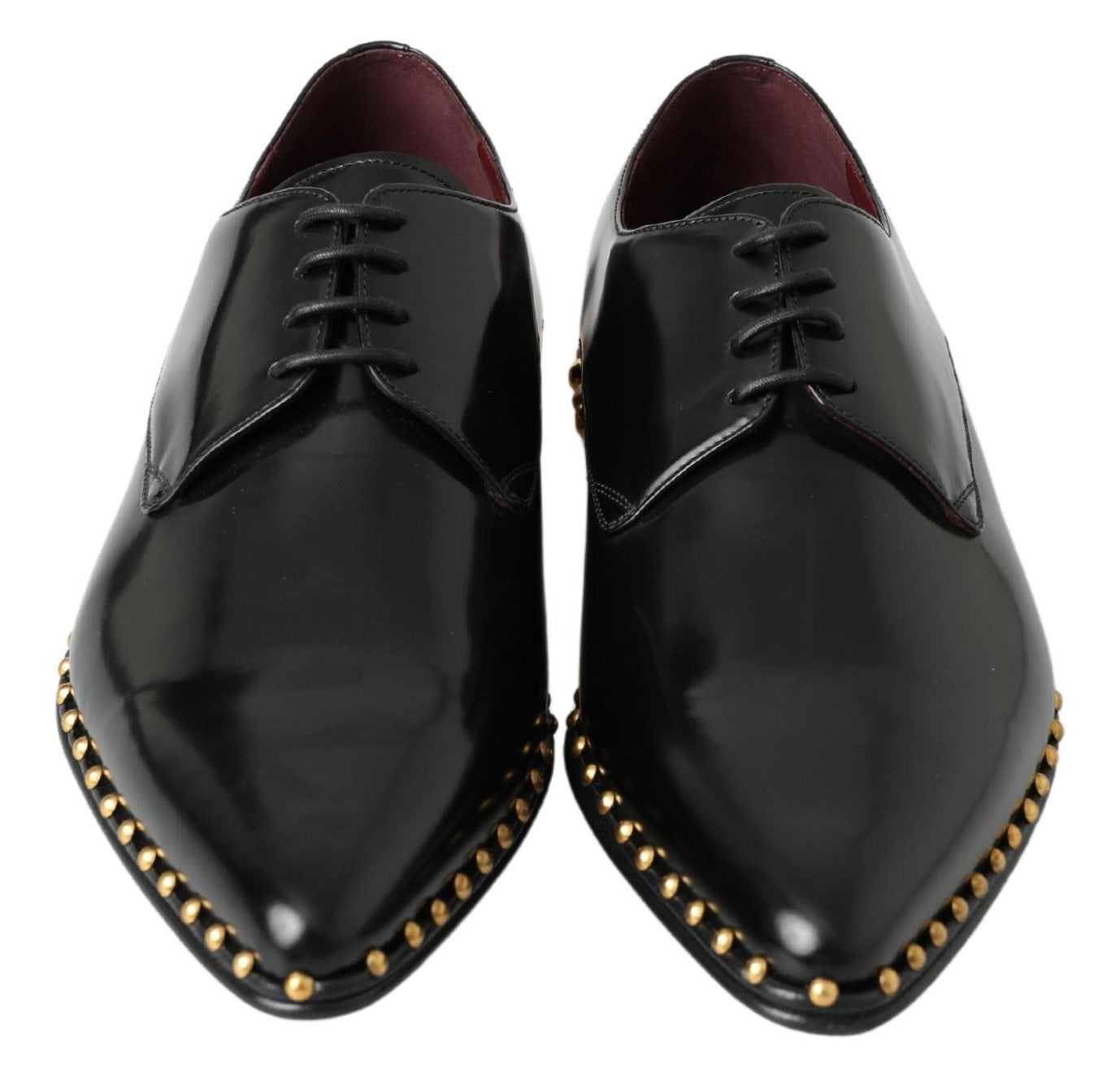 Dolce & Gabbana Black Derby Gold Studded Leather Shoes - DEA STILOSA MILANO