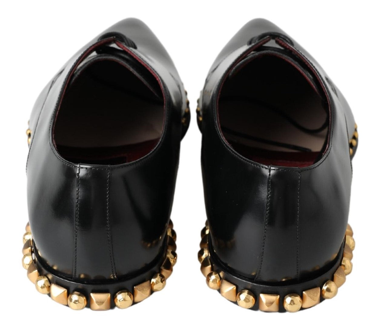 Dolce & Gabbana Black Derby Gold Studded Leather Shoes - DEA STILOSA MILANO