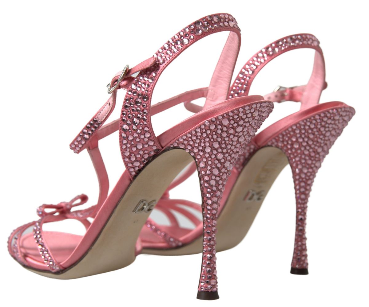 Dolce & Gabbana Pink Crystal Ankle Strap Shoes Sandals - DEA STILOSA MILANO