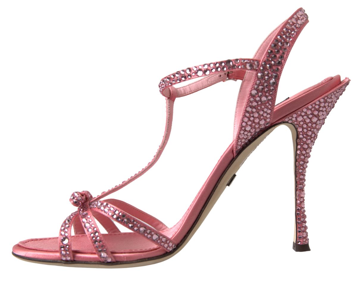 Dolce & Gabbana Pink Crystal Ankle Strap Shoes Sandals - DEA STILOSA MILANO