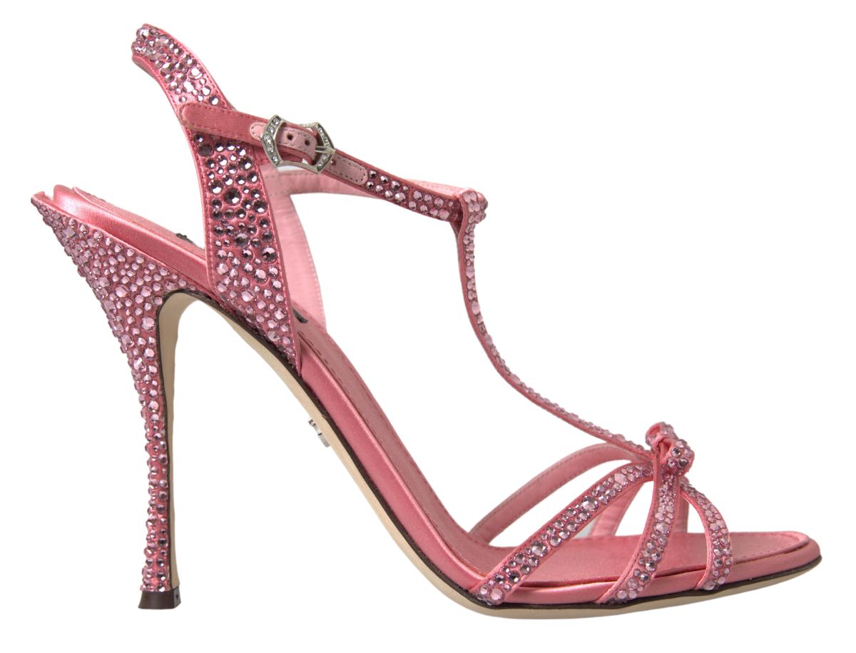 Dolce & Gabbana Pink Crystal Ankle Strap Shoes Sandals - DEA STILOSA MILANO