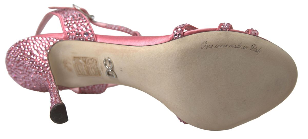 Dolce & Gabbana Pink Crystal Ankle Strap Shoes Sandals - DEA STILOSA MILANO