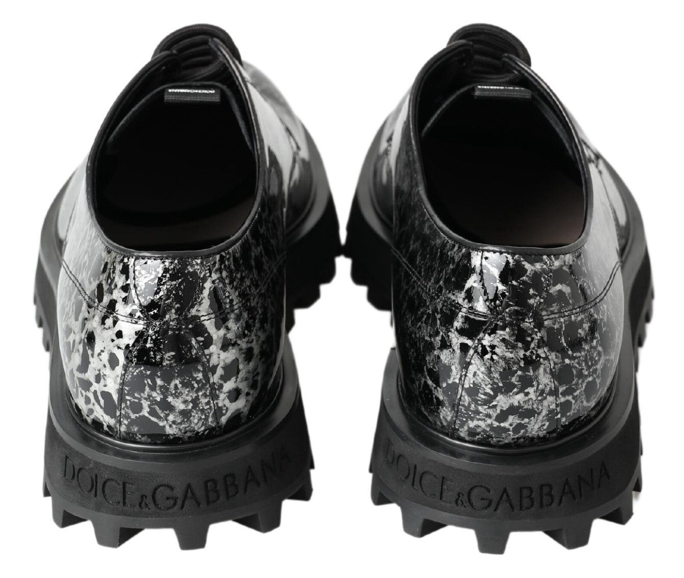 Dolce & Gabbana Black White Derby Patent Leather Shoes - DEA STILOSA MILANO