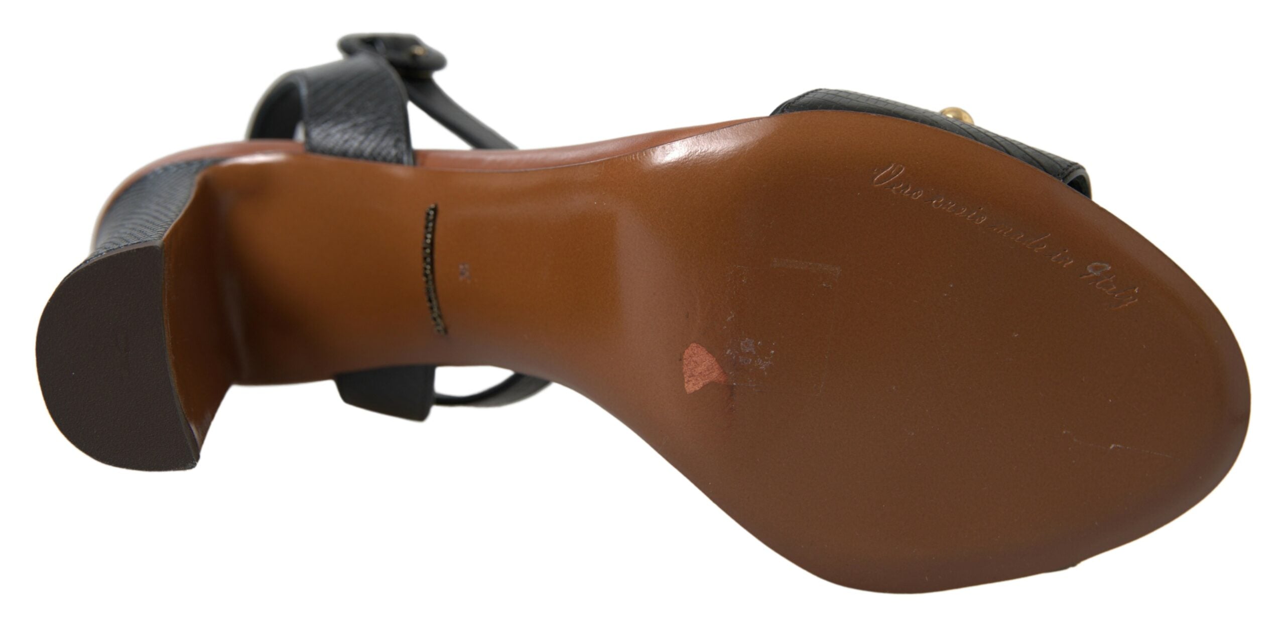 Dolce & Gabbana Black Lizard Embossed Floral Pearls Sandals Shoes - DEA STILOSA MILANO