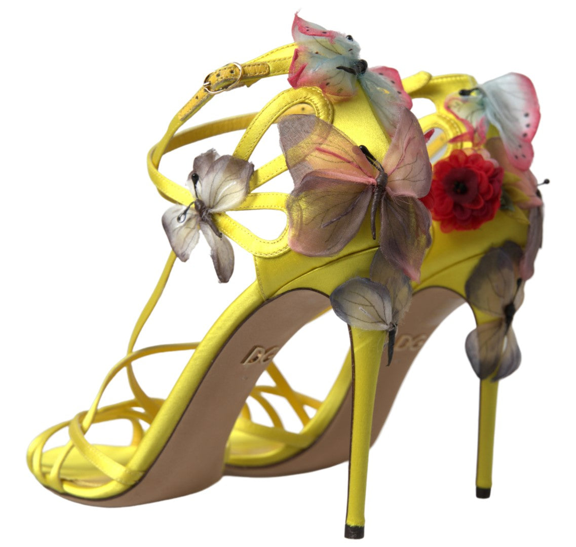 Dolce & Gabbana Yellow Keira Butterfly Appliqués Sandals - DEA STILOSA MILANO