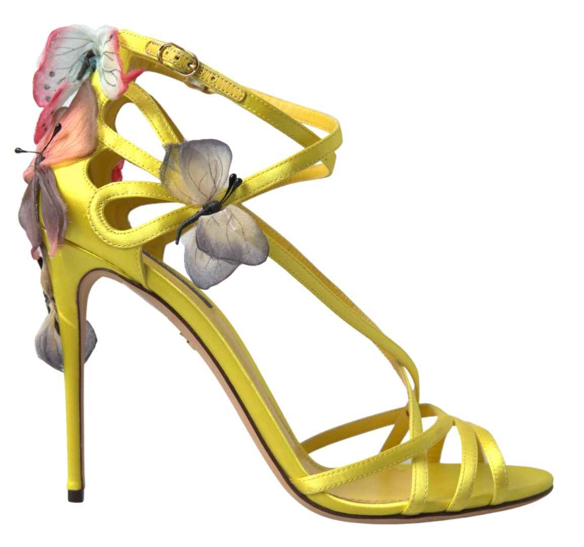 Dolce & Gabbana Yellow Keira Butterfly Appliqués Sandals - DEA STILOSA MILANO
