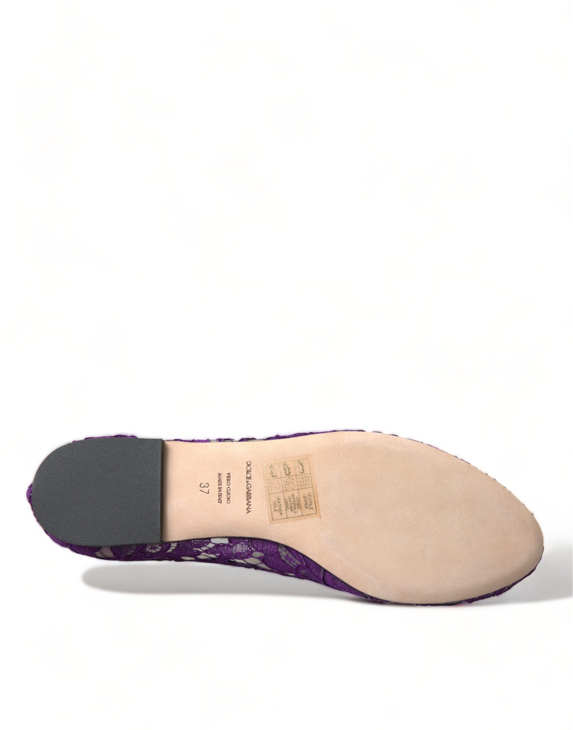 Dolce & Gabbana Purple Vally Taormina Lace Crystals Flats Shoes - DEA STILOSA MILANO