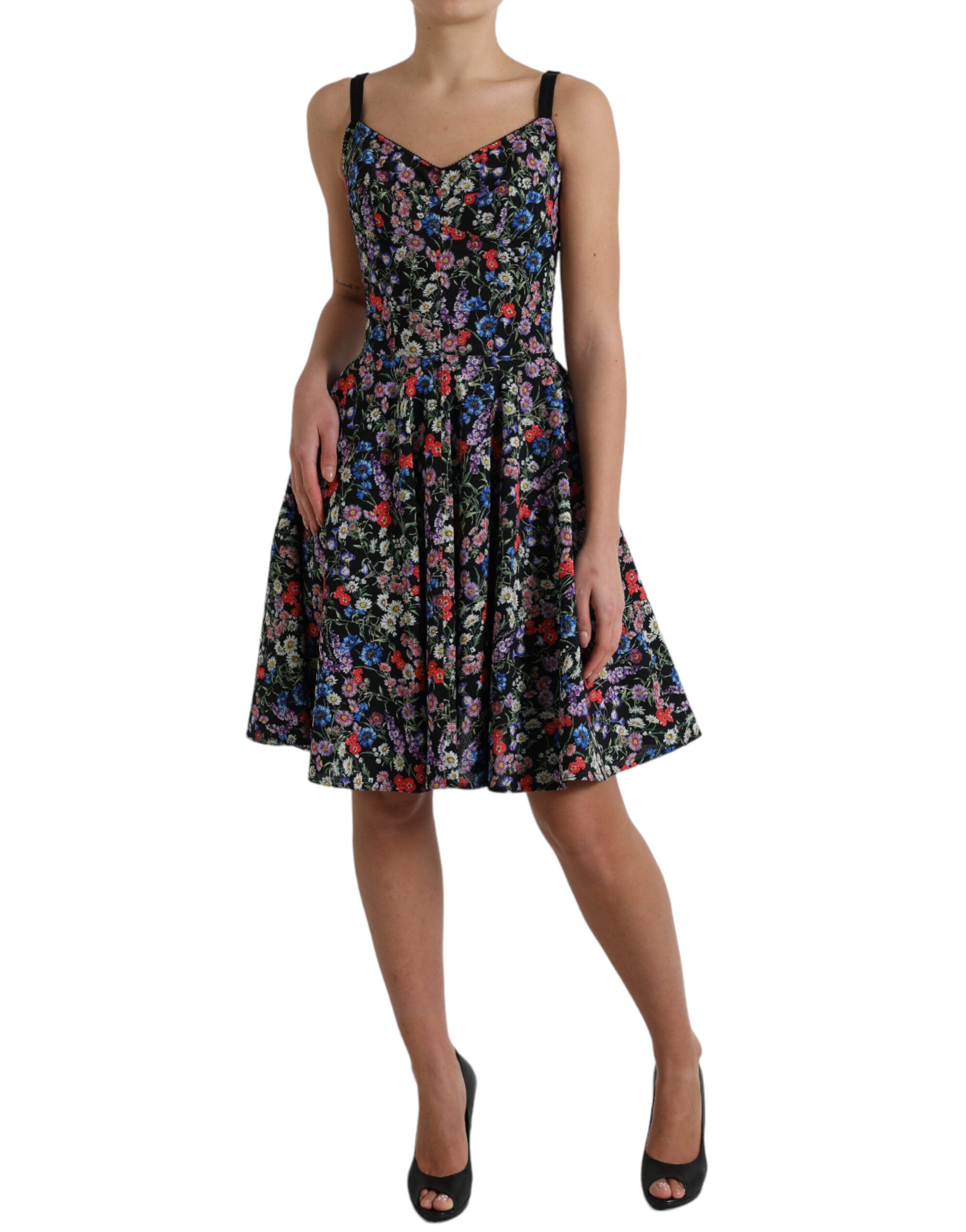 Dolce & Gabbana Black Polyester Floral A-line Sleeveless Mini Dress - DEA STILOSA MILANO